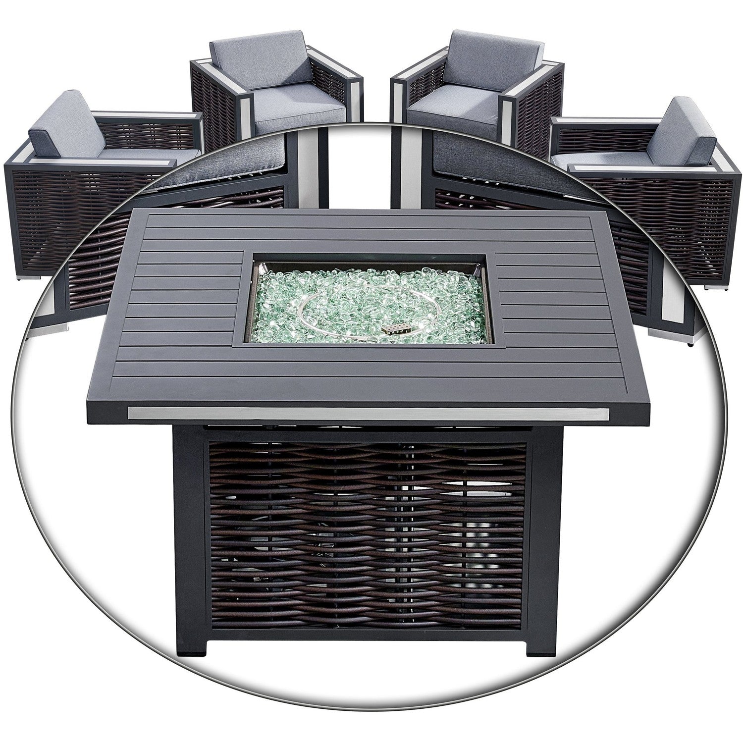 DekoLiving COP30902 Avola Outdoor Patio Set & Firepit