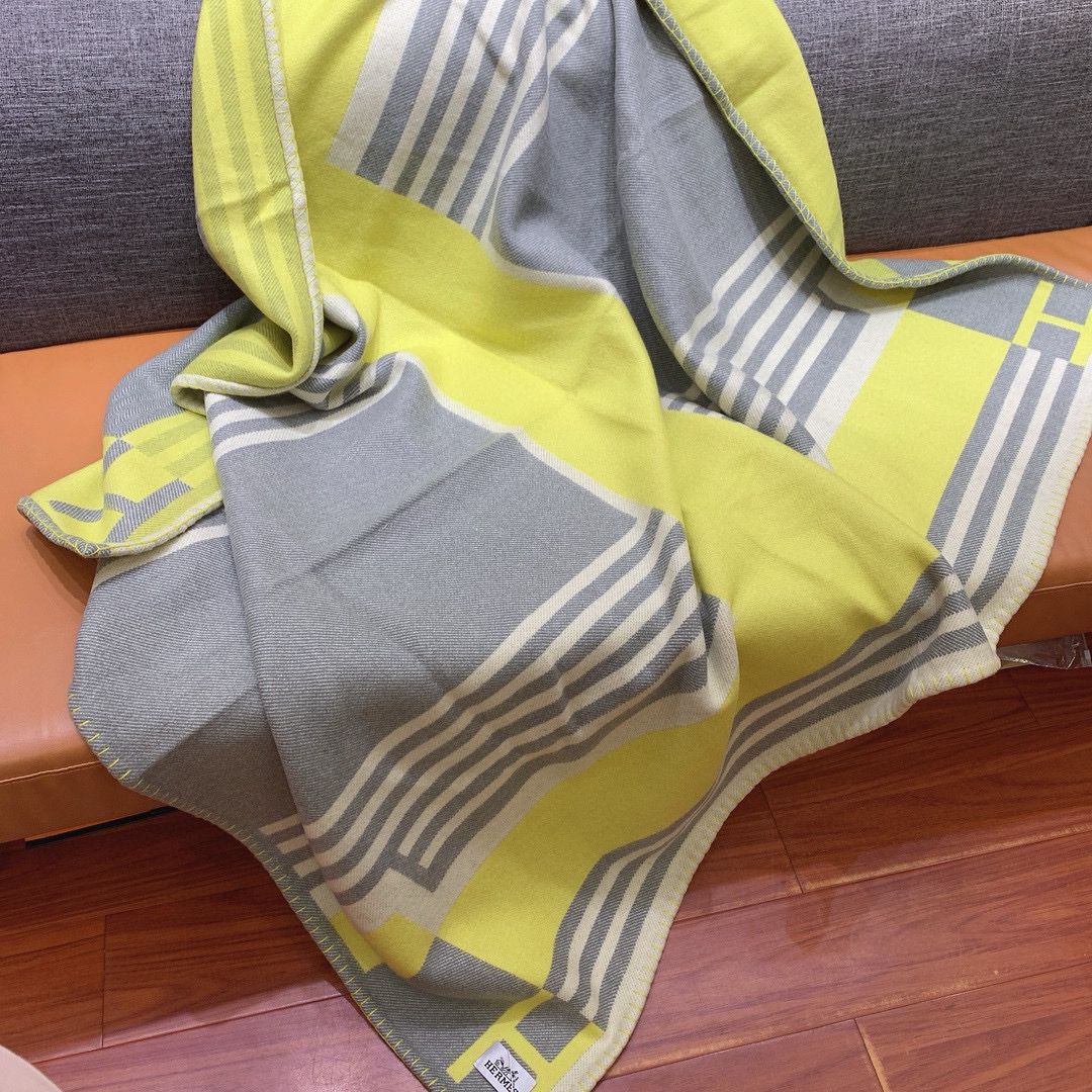 HM Ithaque Blanket Lime Wool Cashmere