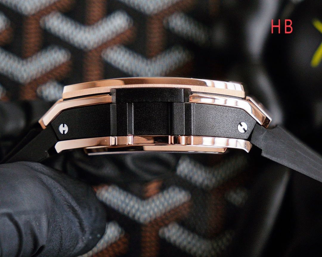 Hublot Spirit of Big Bang Rose Gold 42mm Watch Black Strap