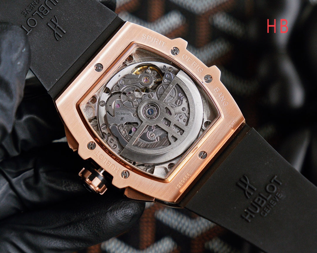Hublot Spirit of Big Bang Rose Gold 42mm Watch Black Strap
