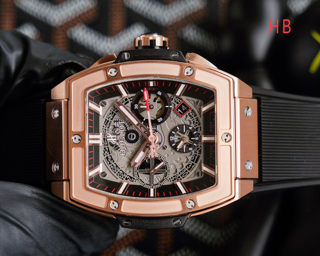 Hublot Spirit of Big Bang Rose Gold 42mm Watch Black Strap