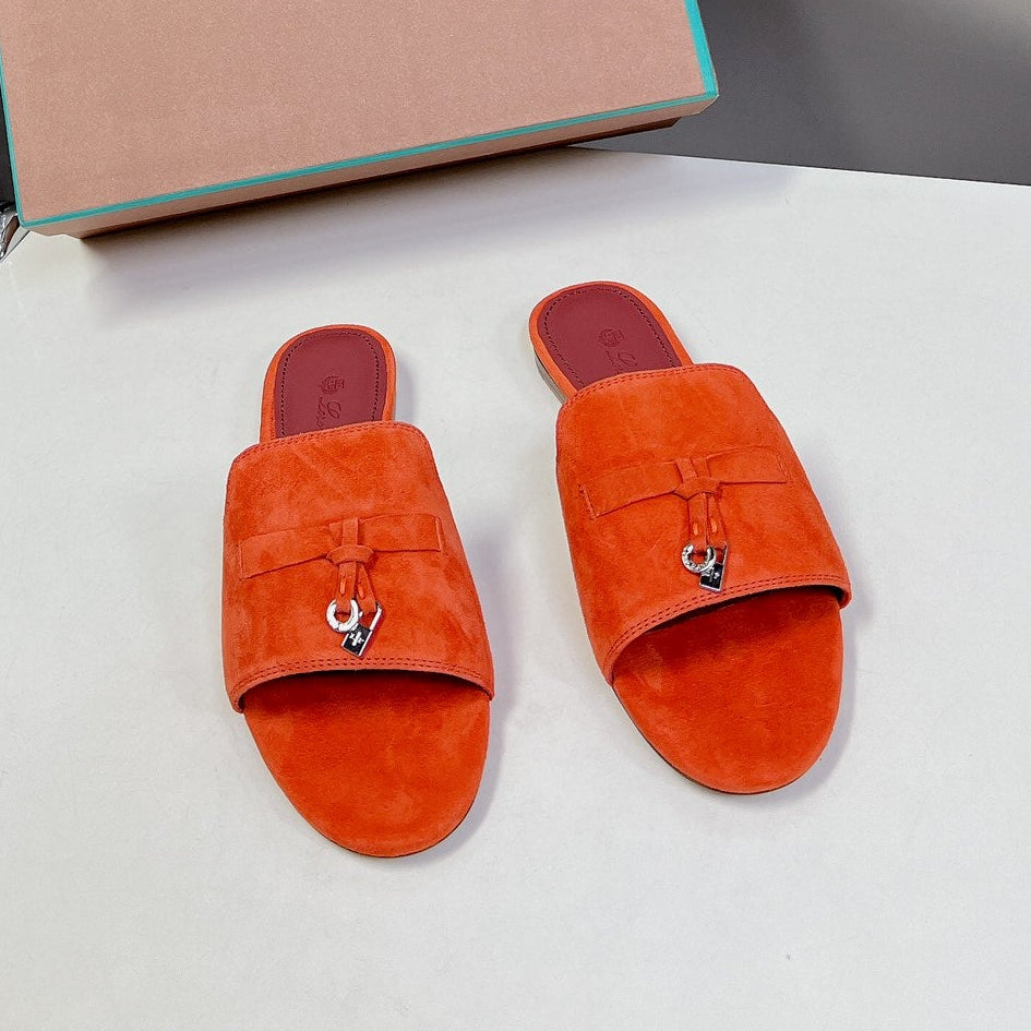 Loro Piana Summer Charms Flat Sandals Suede Lambskin