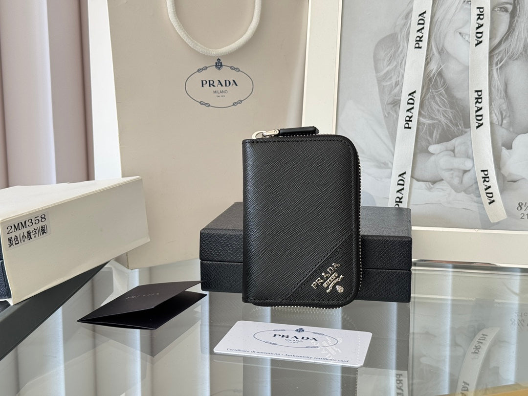 Prada 2026 Wallet 10cm Calfskin With Meta Logo
