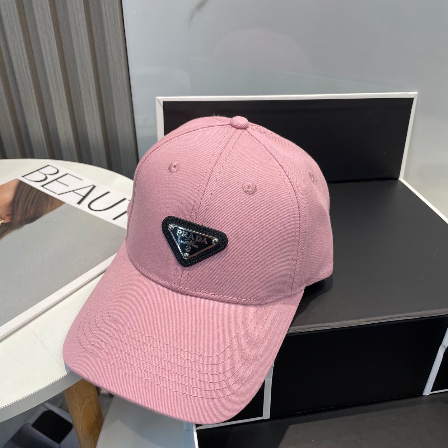 Prada Baseball Cap Brown Green Blue Pink Cotton 229261