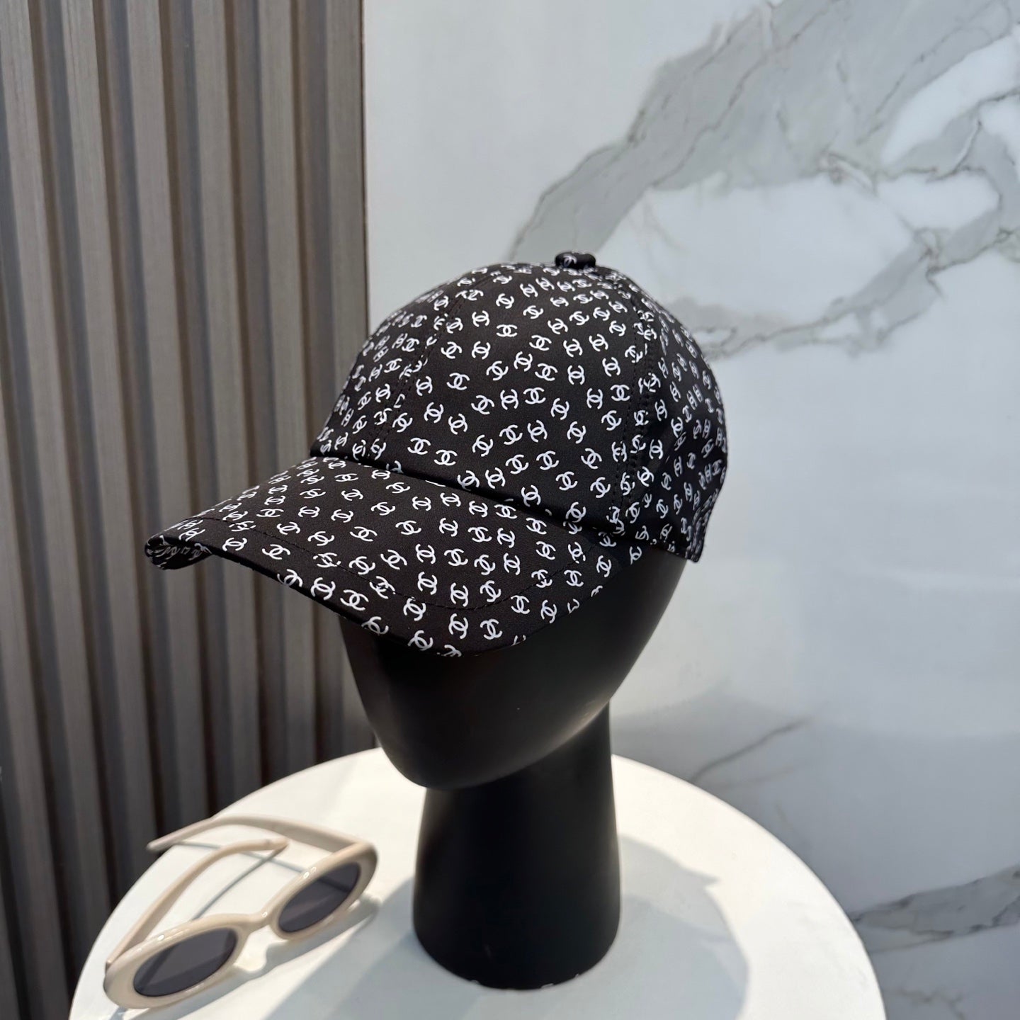 Chanel Baseball Cap With CC Logo Pattern Cotton 237376
