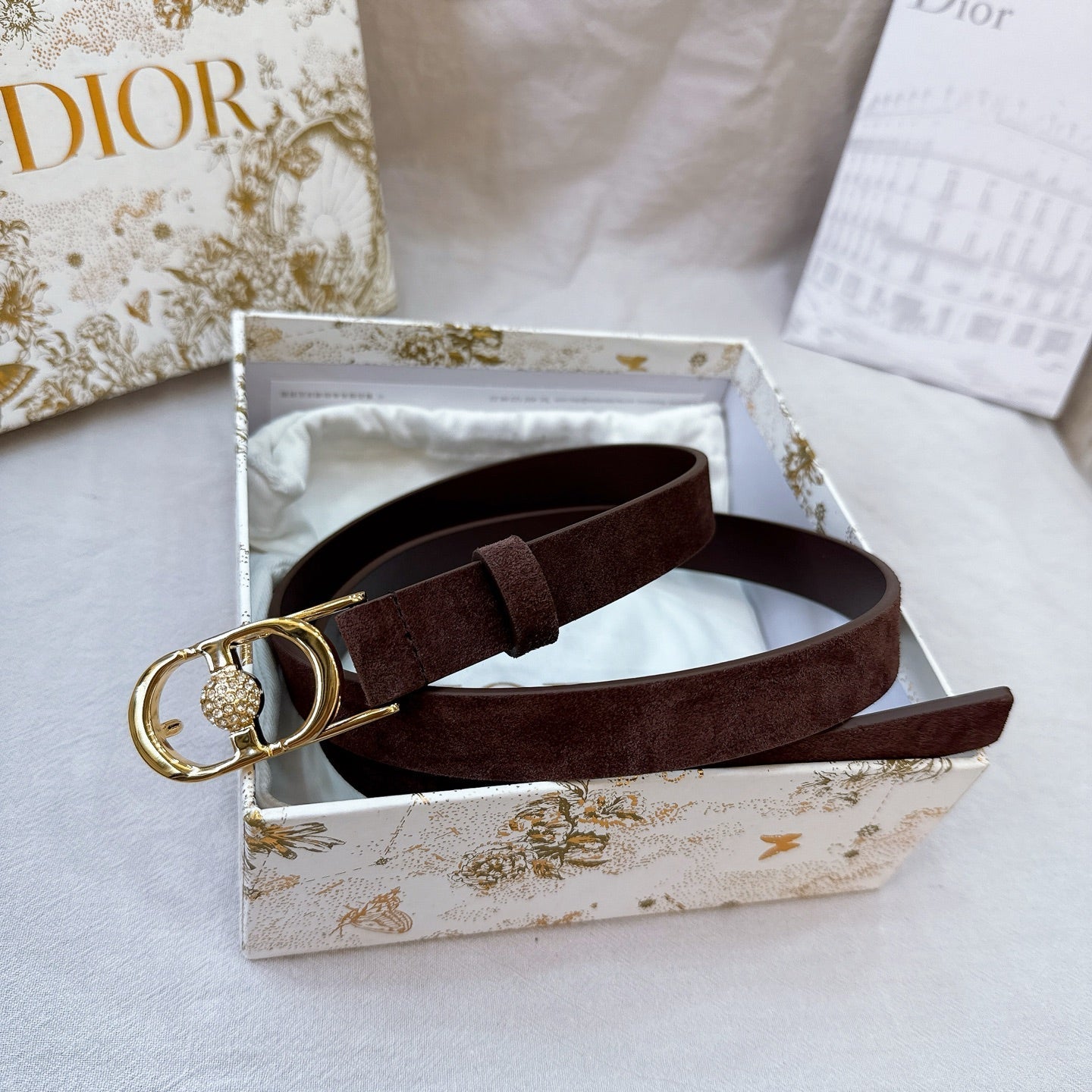 Dior Montaigne Belt 20mm Suede Leather 195312