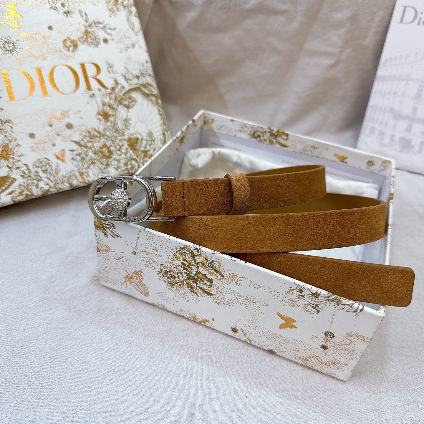 Dior Montaigne Belt 20mm Suede Leather 195312