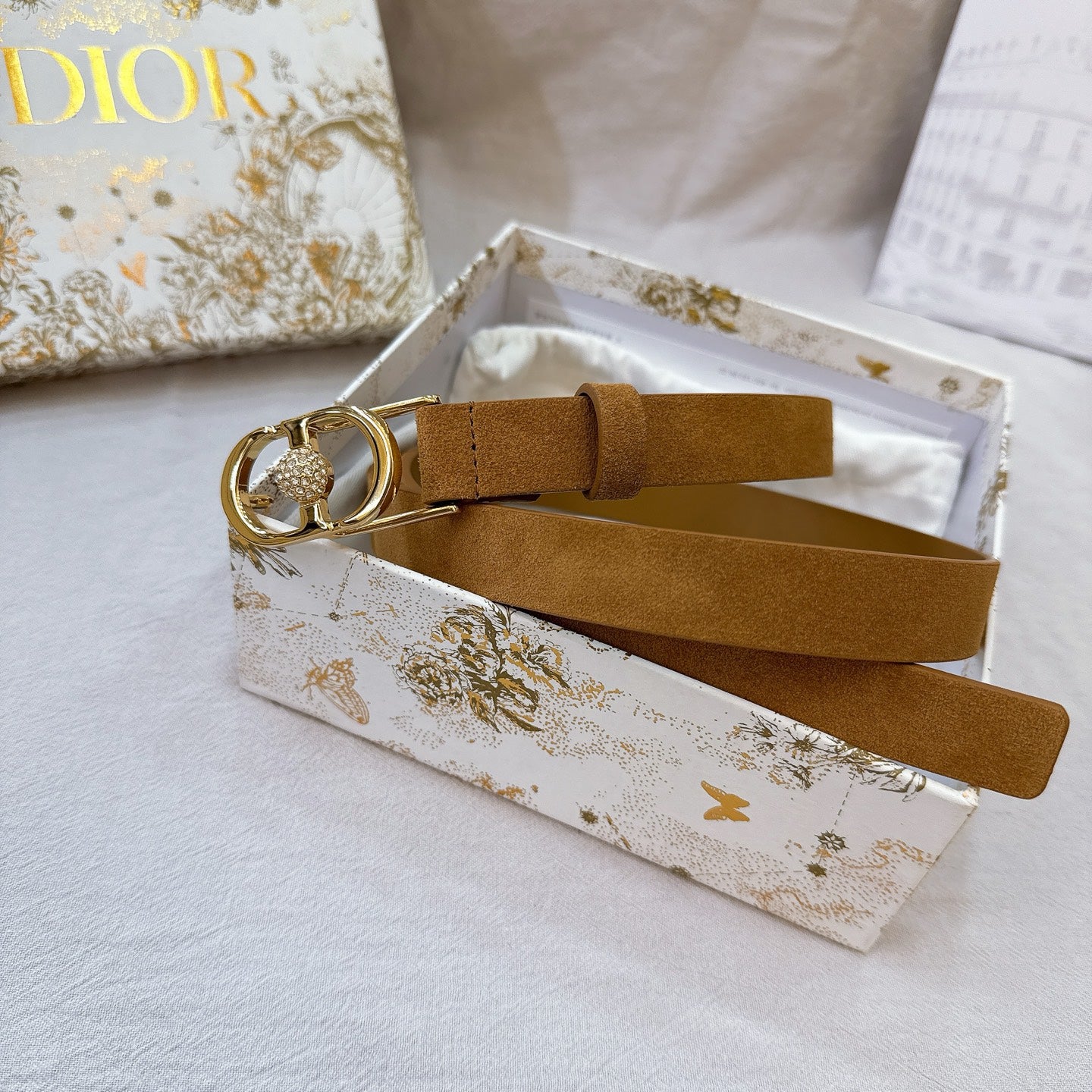 Dior Montaigne Belt 20mm Suede Leather 195312
