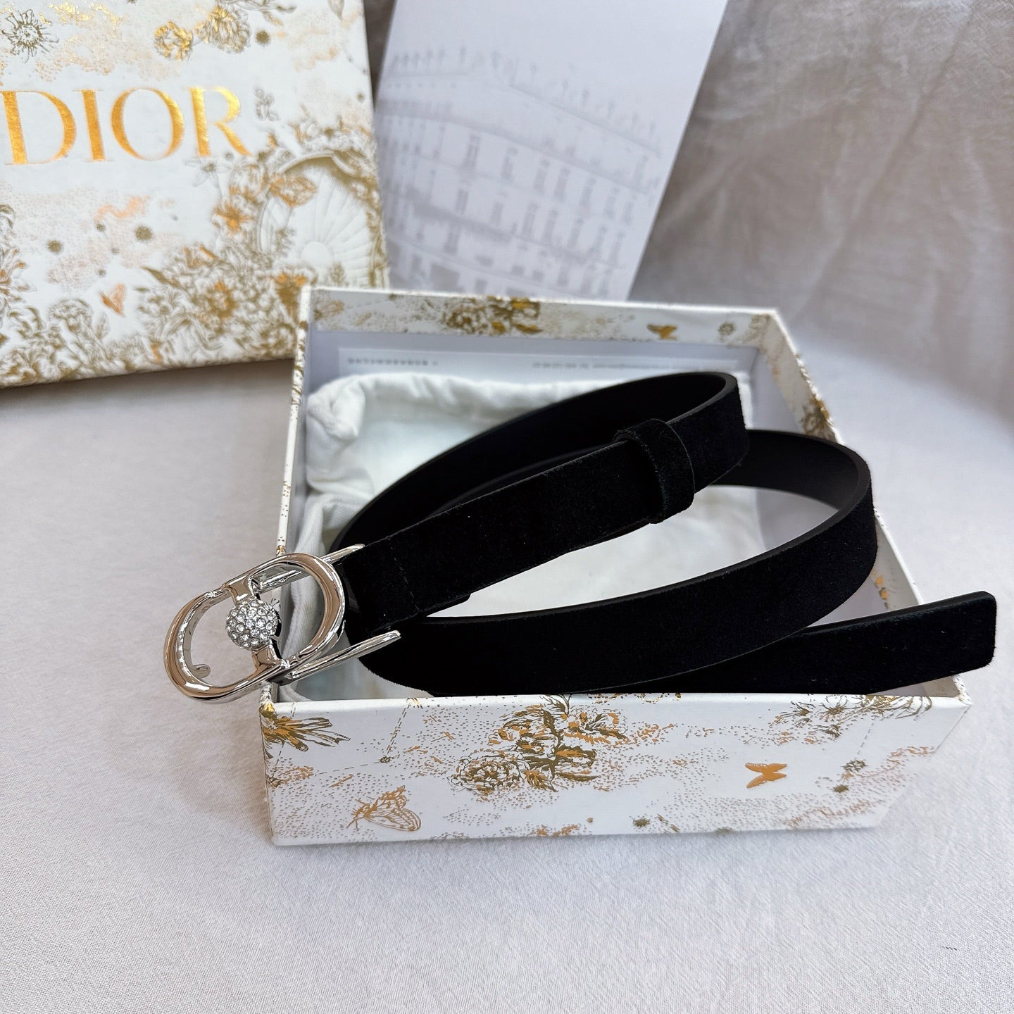 Dior Montaigne Belt 20mm Suede Leather 195312