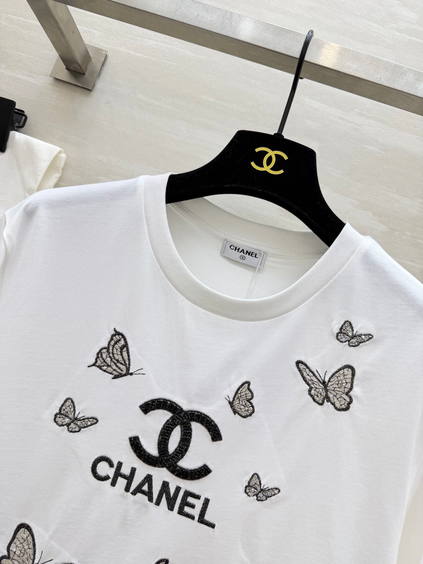 Chanel 2026 Butterfly Embroidered Beaded T-Shirt 367587
