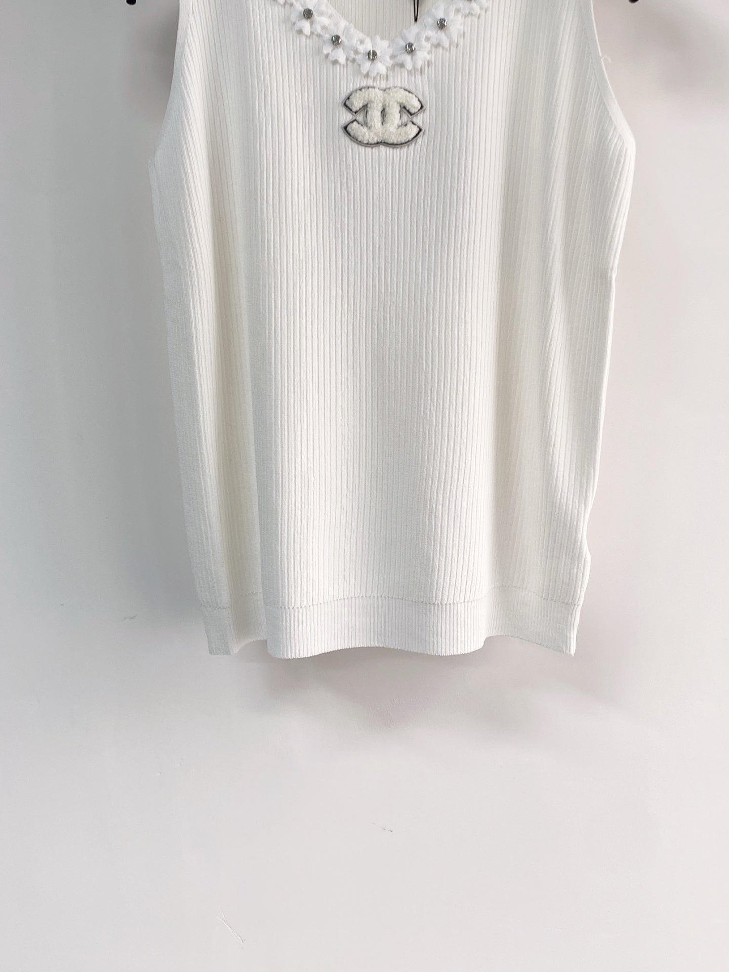 Chanel 2026  Flower Shirt White and Black Polyester Viscose