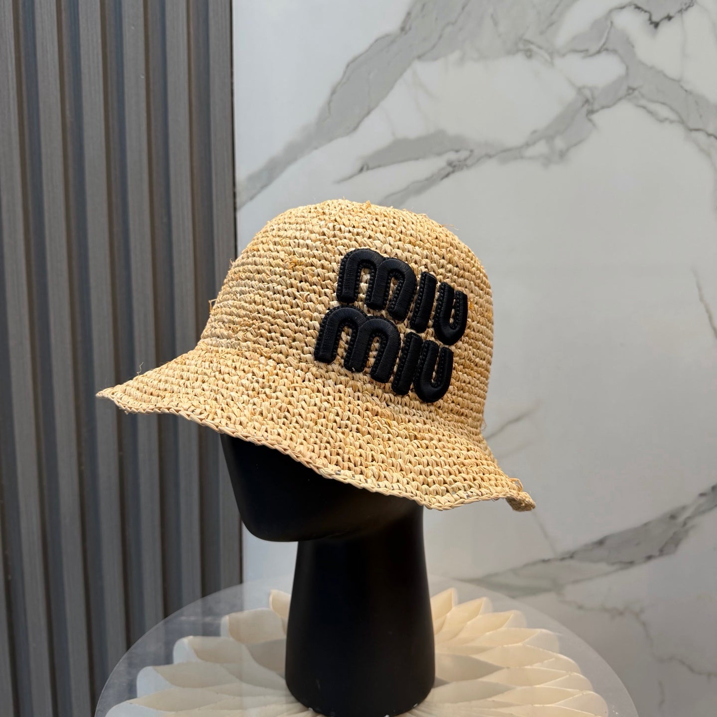 Miumiu Straw Hat with Logo 379596