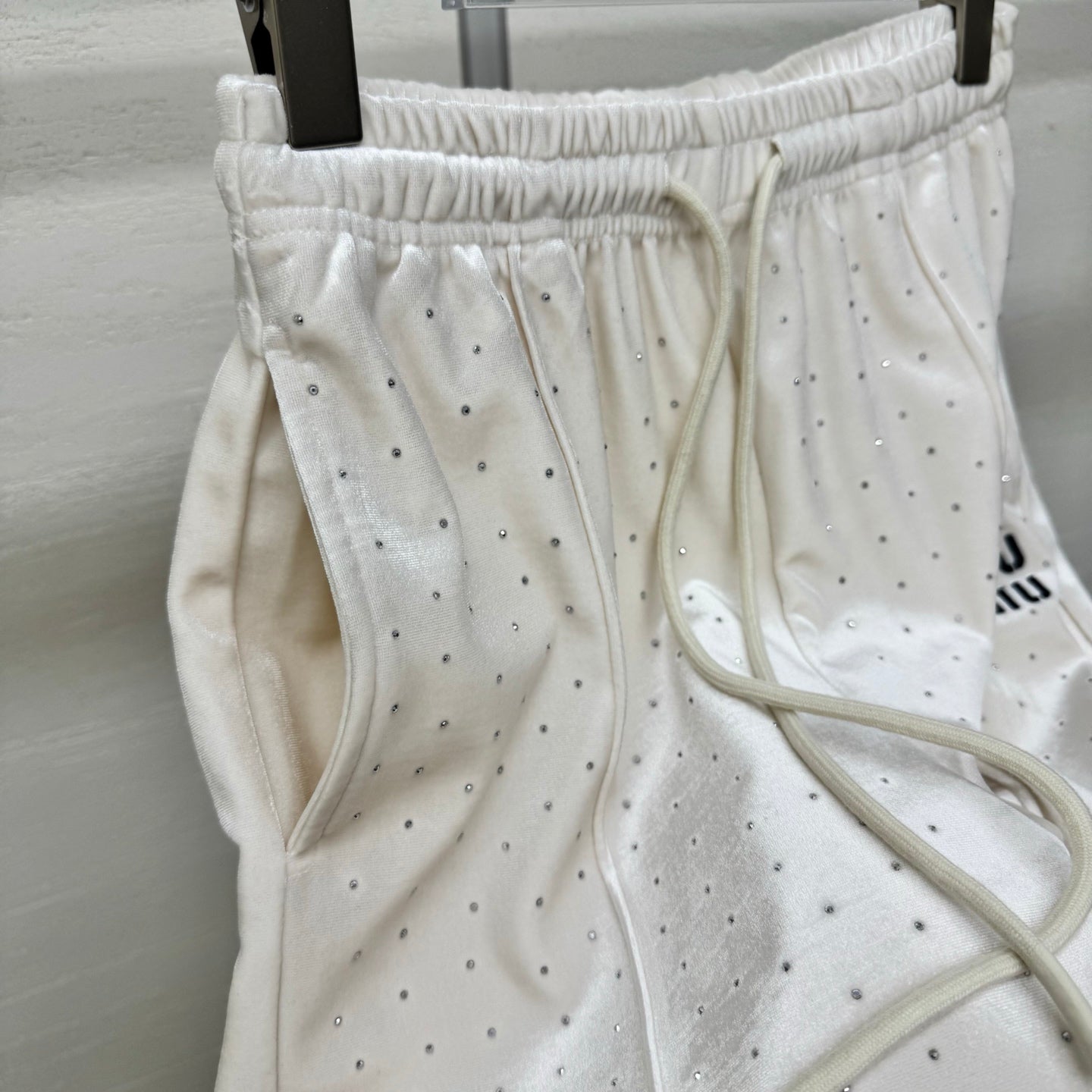 Miumiu 2026 Pants with Rhinestone Embroidery Silk Viscose 356809