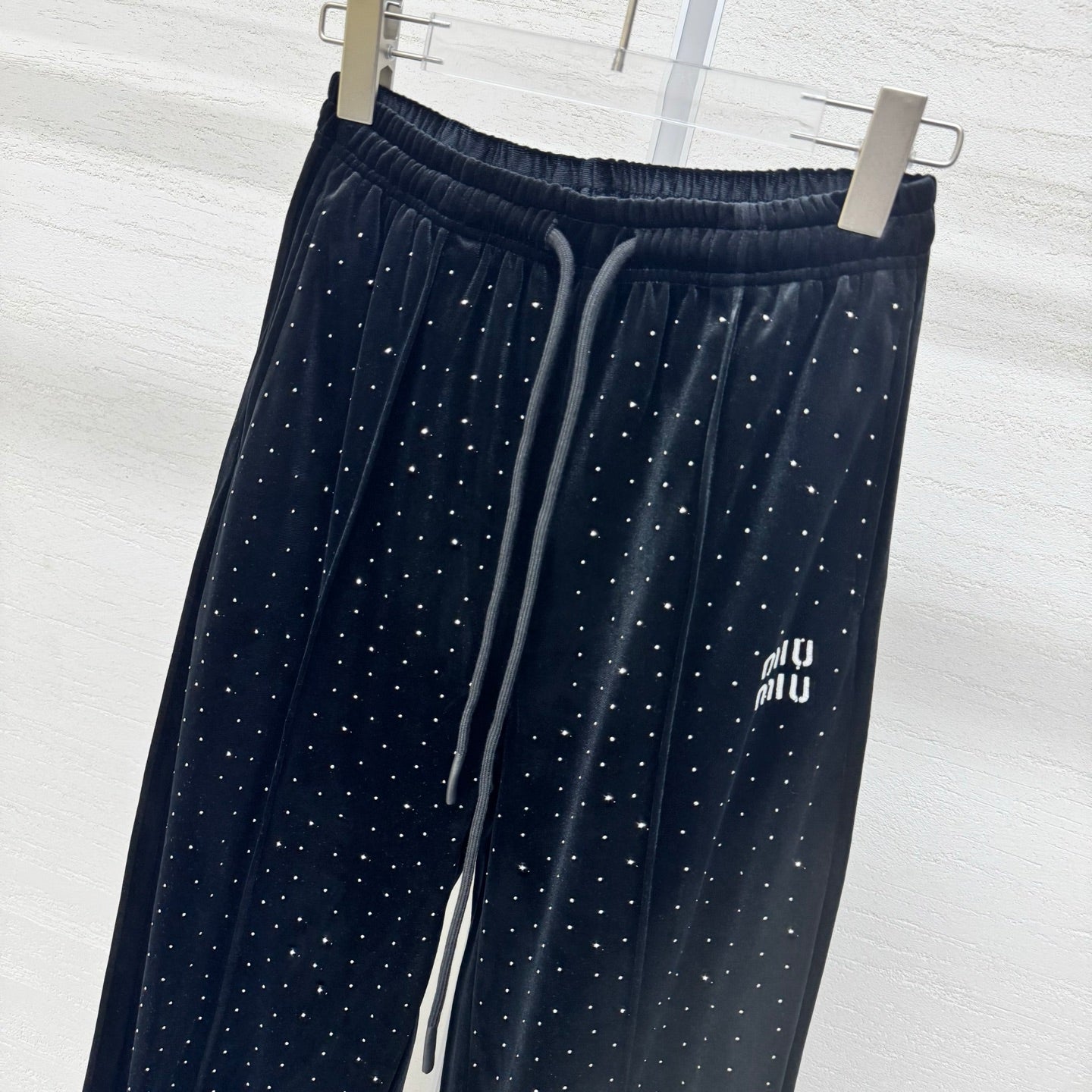 Miumiu 2026 Pants with Rhinestone Embroidery Silk Viscose 356809