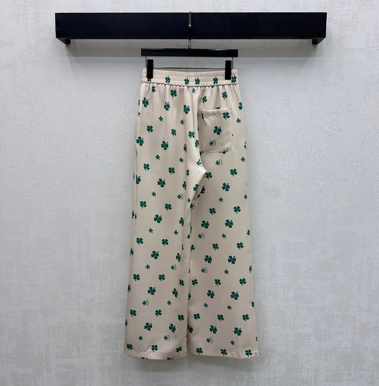 Dior 2026 Clover Embroidery Pant Cream and Navy Blue Polyester