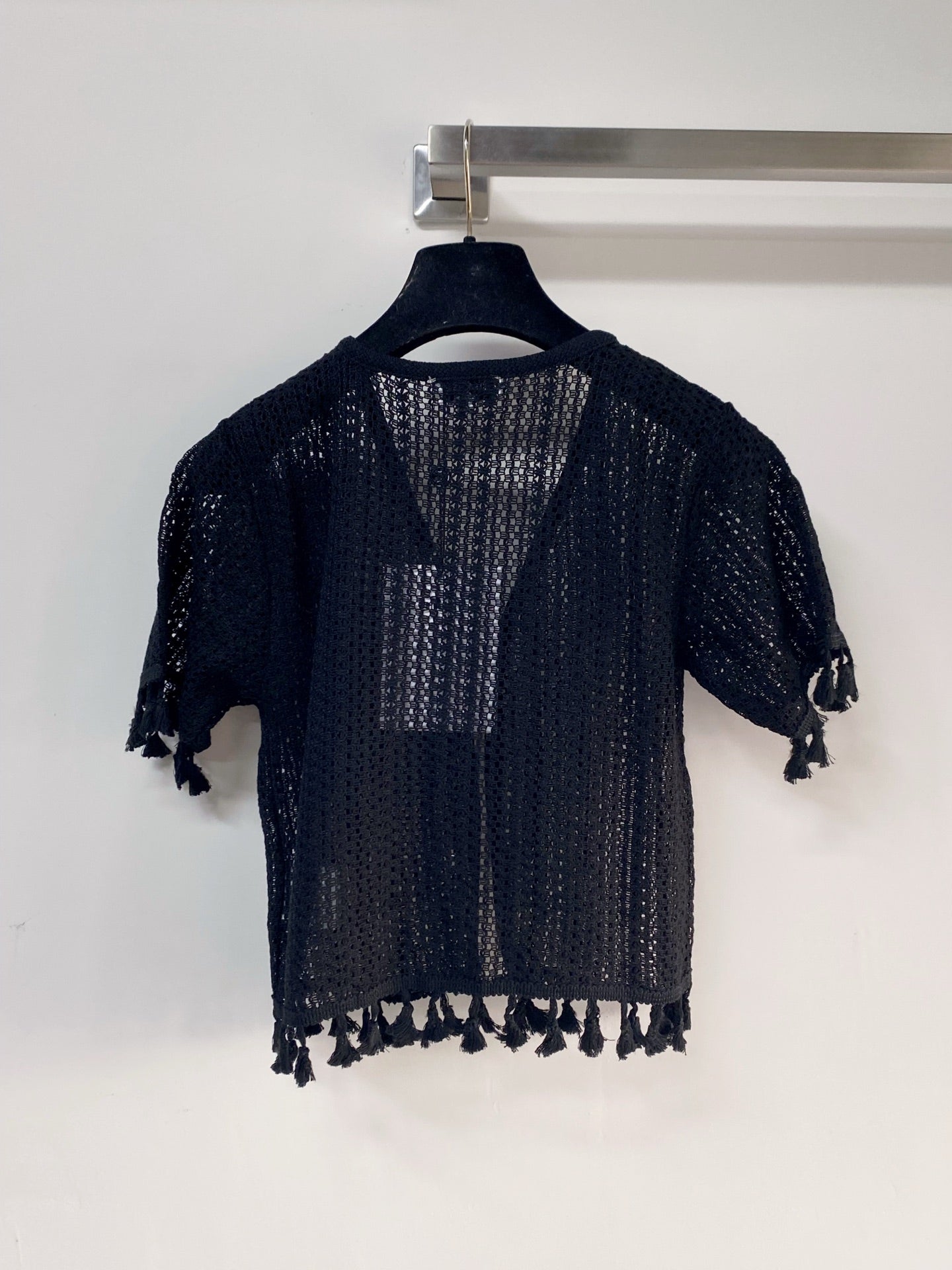 Chanel 2026 Crochet Knitted Cardigan Black and White Cotton