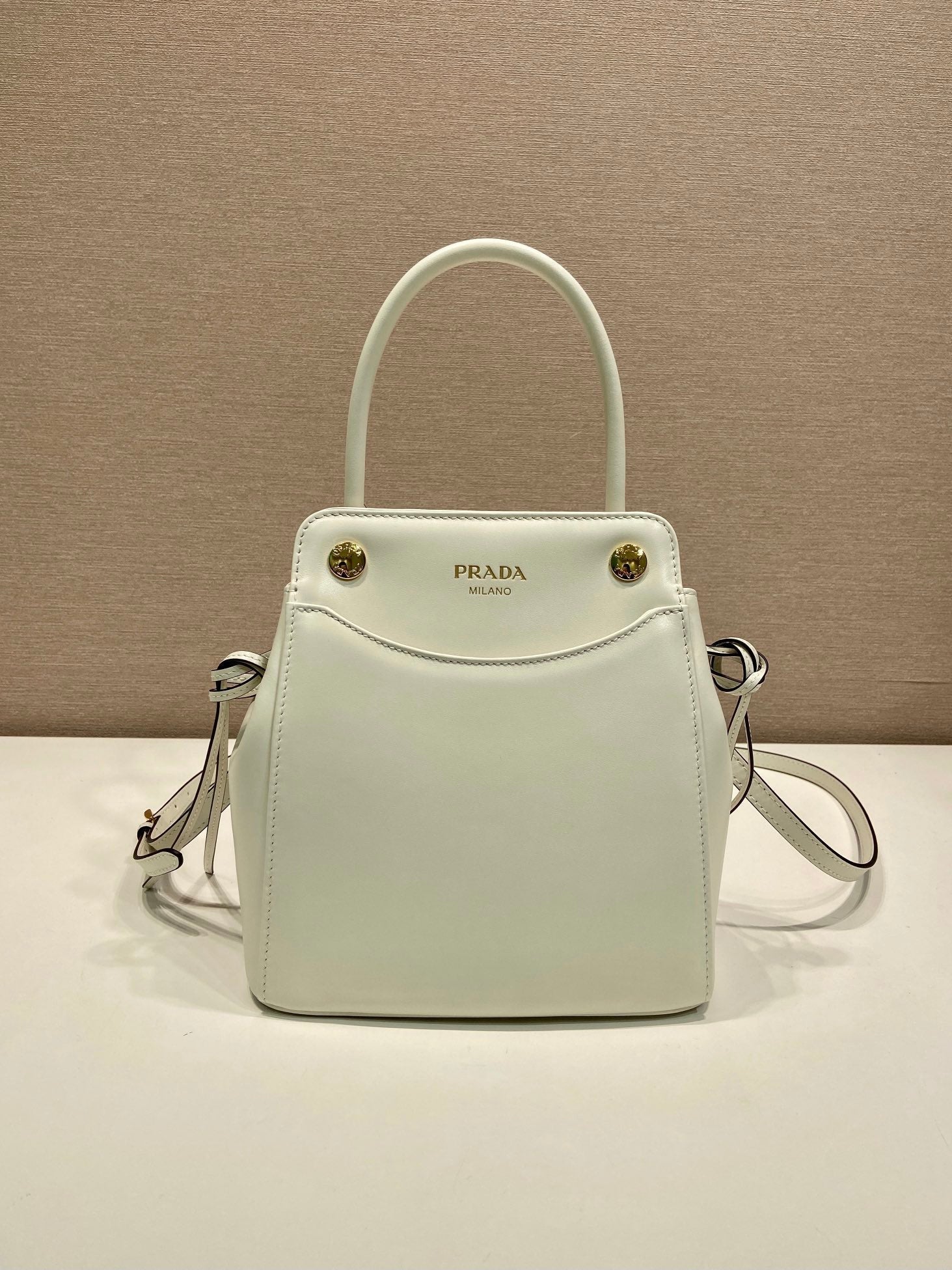 Prada 2026 Carry Bag 21cm Black White Brown Calfskin 351841