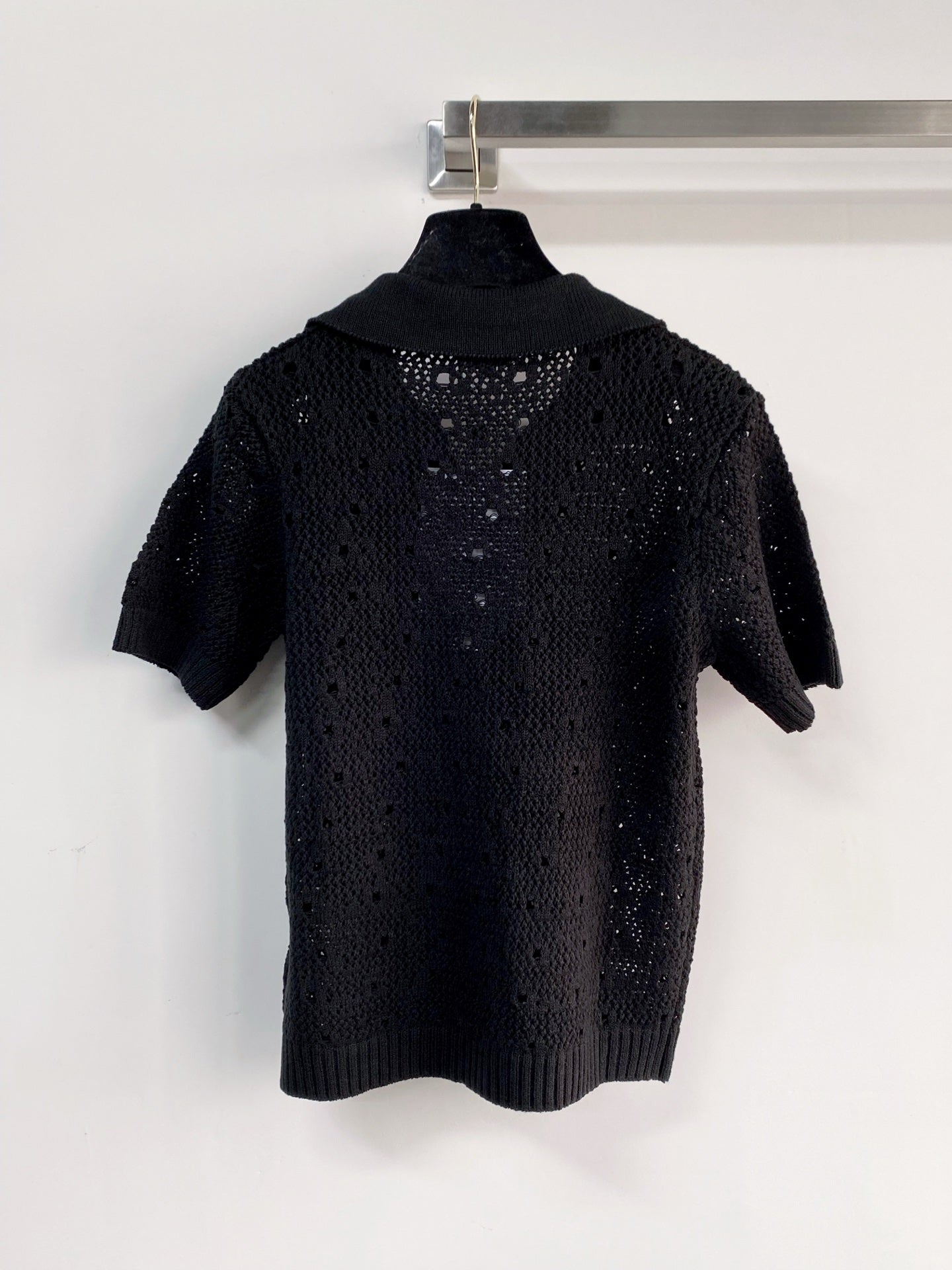 Chanel 2026 Crochet Knit Polo Shirt Wool 166778