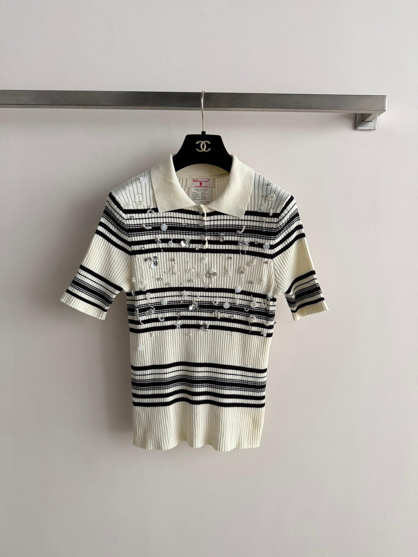 Chanel 2026 Striped Knit Polo Shirt Cashmere 166849