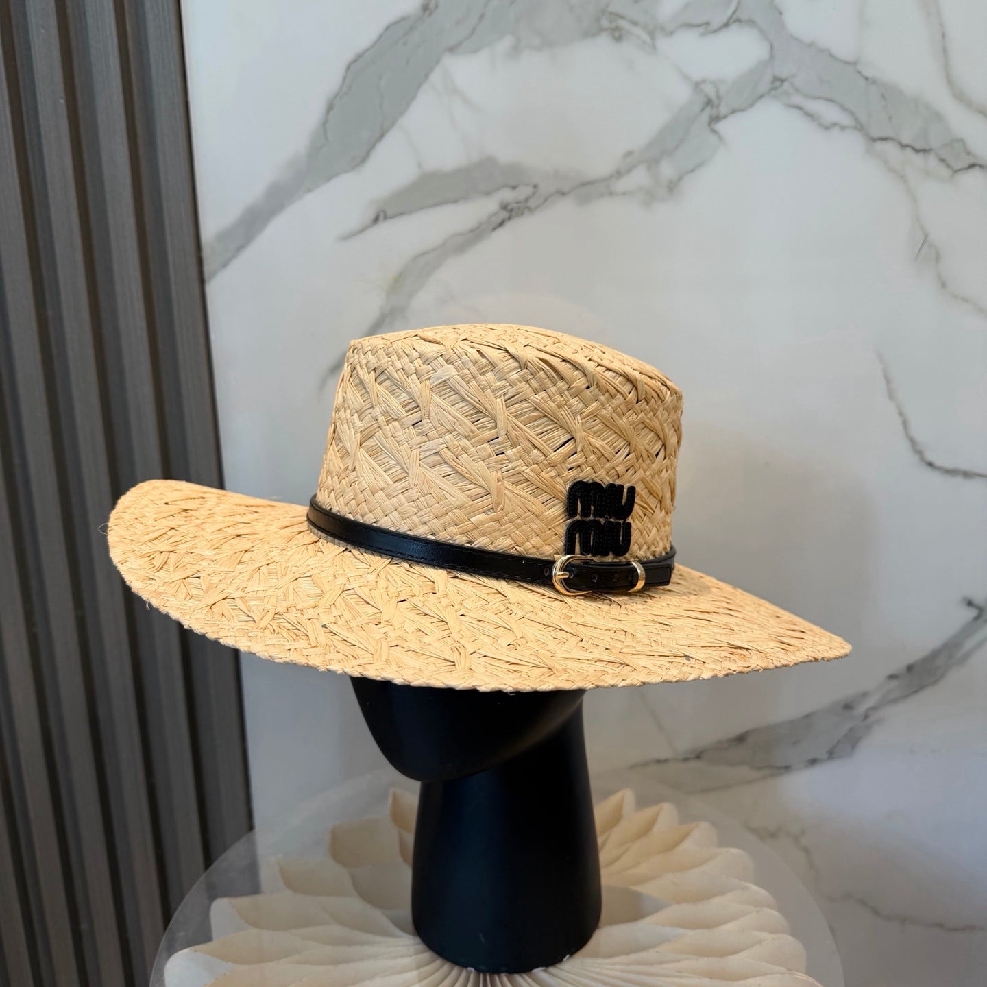 Miumiu Straw Hat Raffia Woven 323664