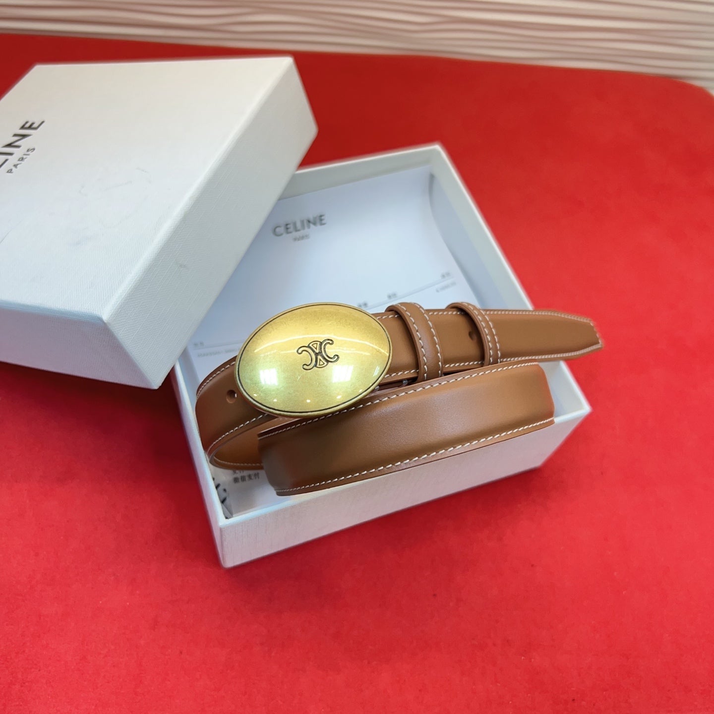 Celine 2026 Teen Triophe Belt 2.5cm Leather
