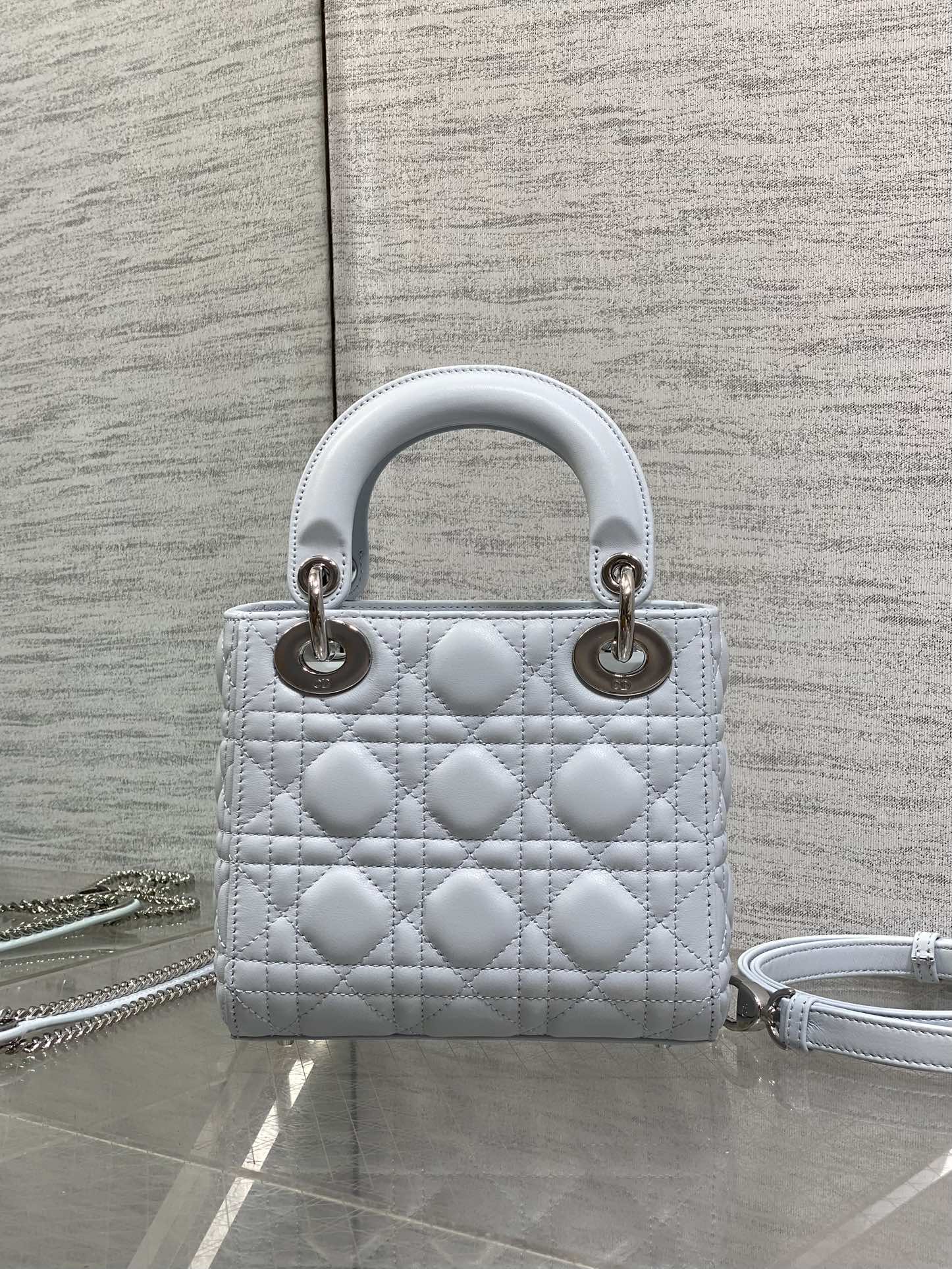 Dior 2026 Bow Lady Dior Glacier Blue Cannage Lambskin 286617