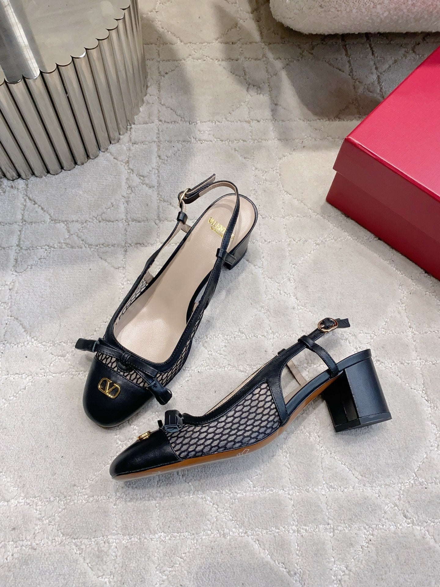 VT 26s Bow-tie Slingback 55 Mesh Calfskin