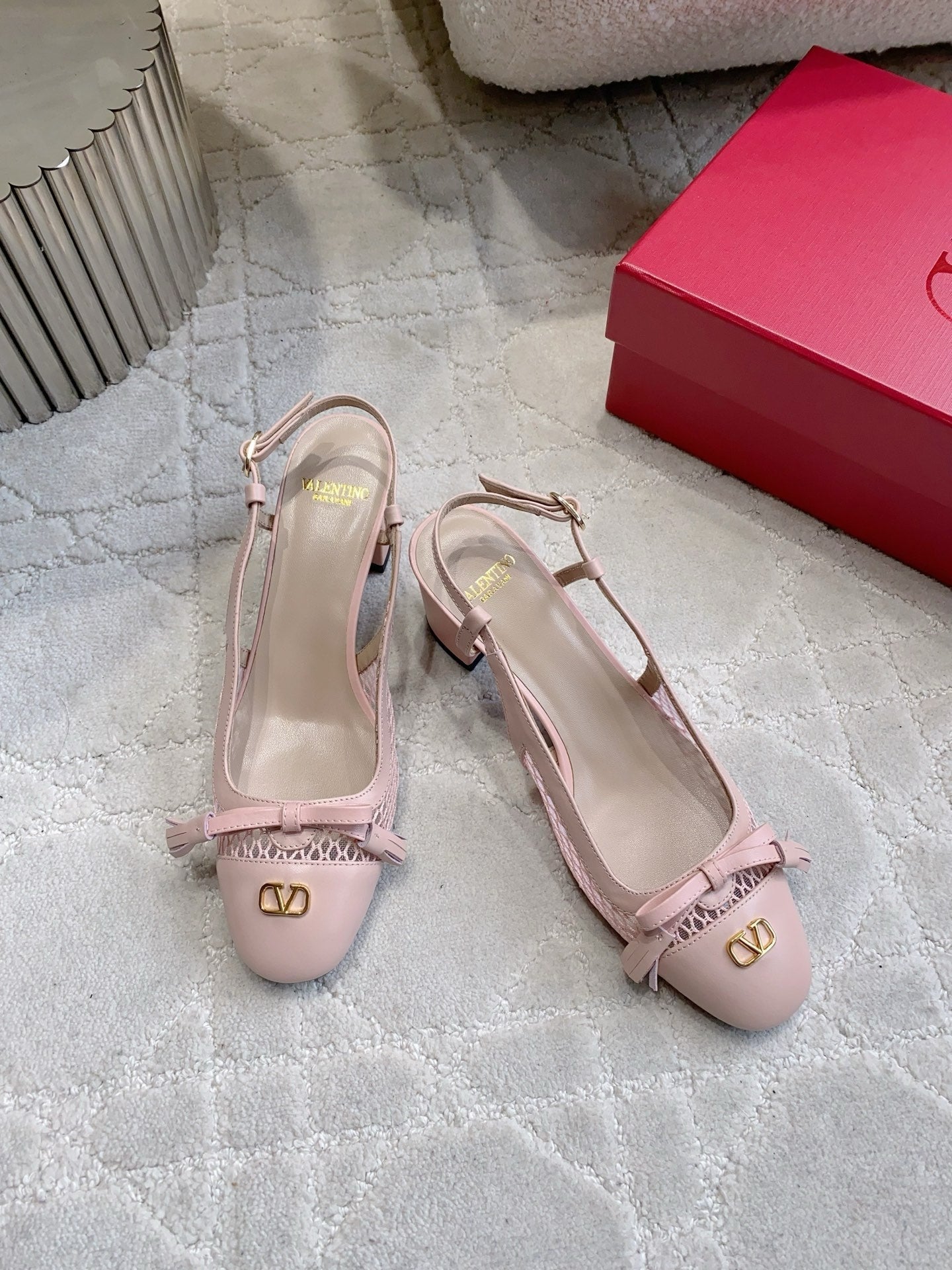 VT 26s Bow-tie Slingback 55 Mesh Calfskin
