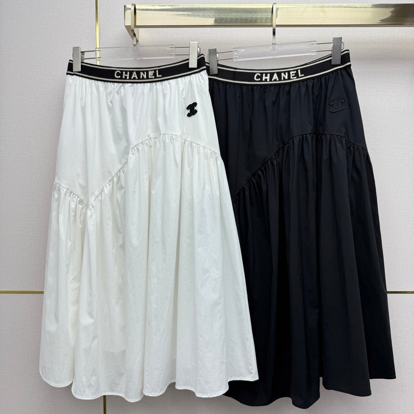 Chanel 2026 Elastic Waistband With Brand Midi Skirt Cotton 367700