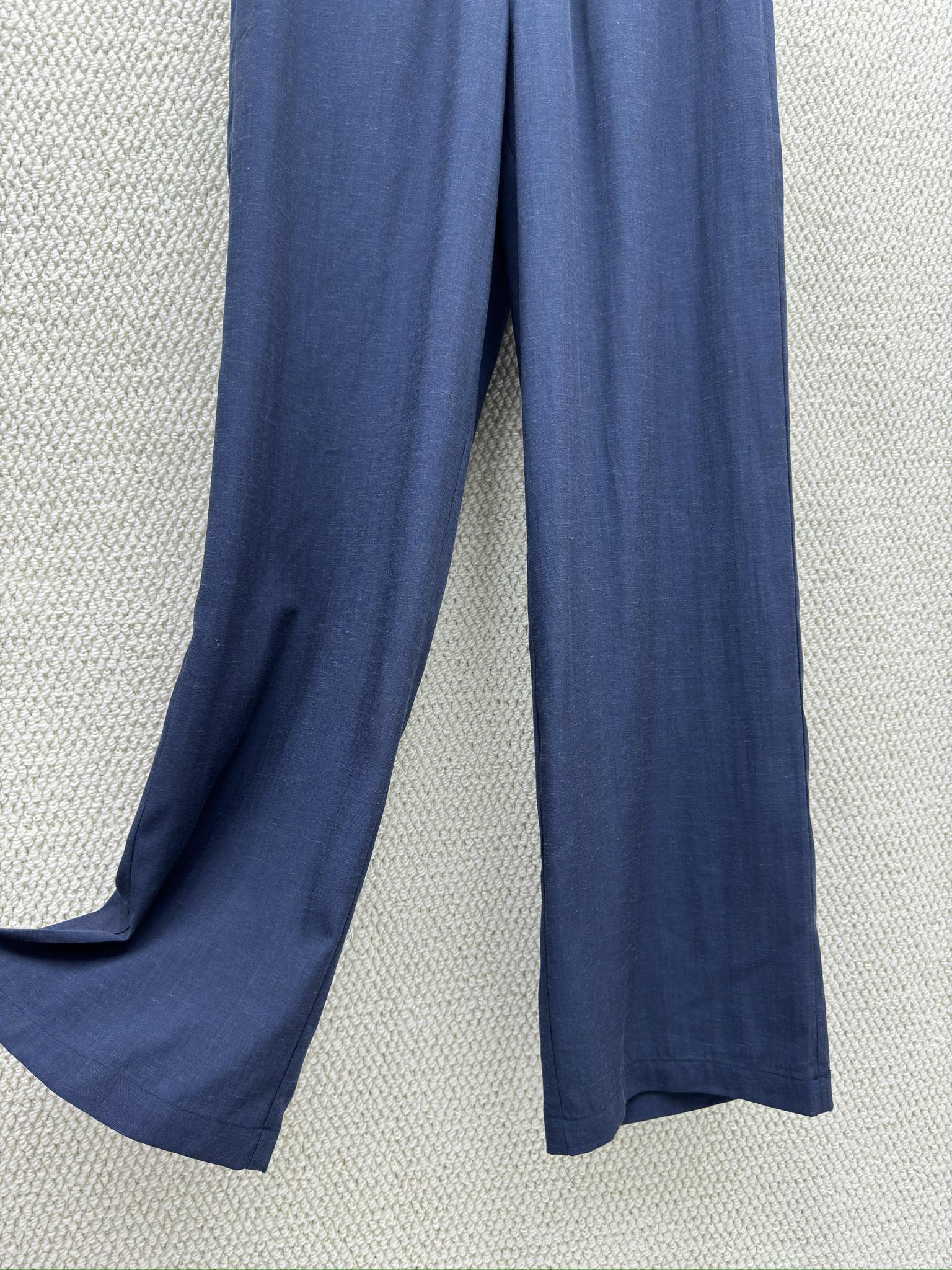 Miumiu 2026 Elastic High-Waisted Straight Wide-Leg Pant Tencel Cotton