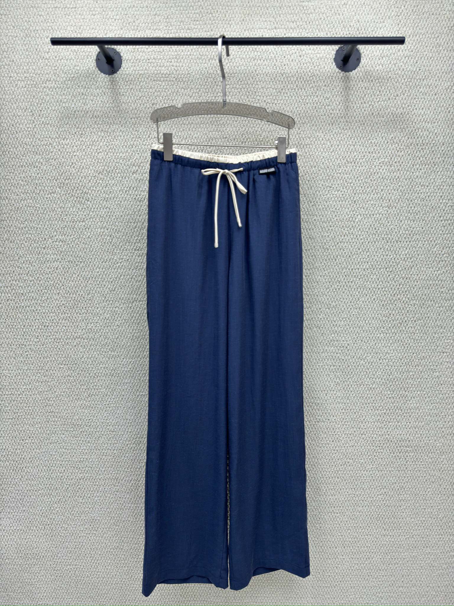 Miumiu 2026 Elastic High-Waisted Straight Wide-Leg Pant Tencel Cotton
