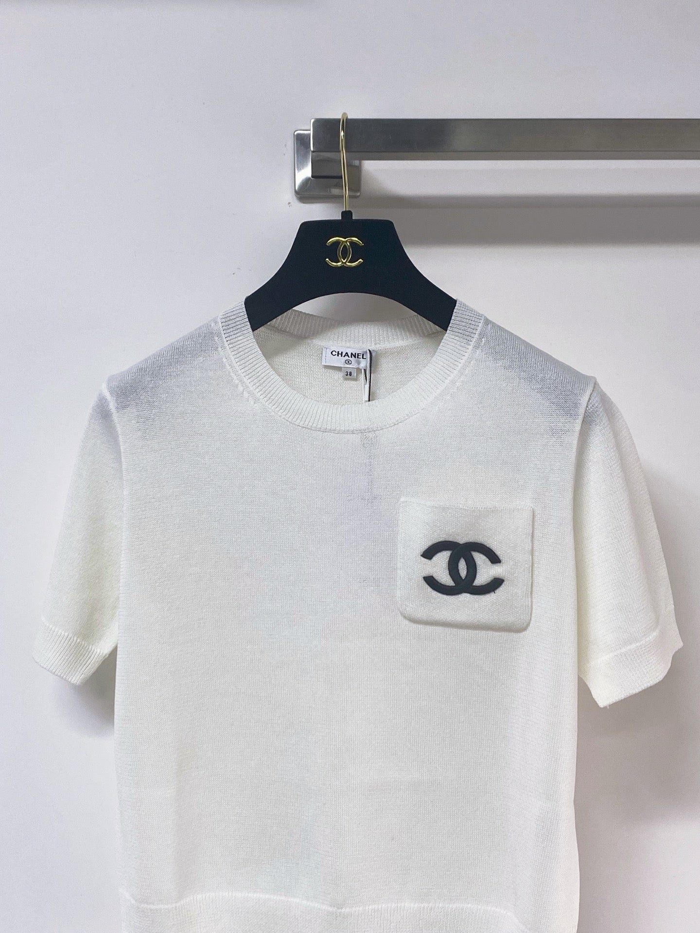 Chanel 2026 Short-sleeved Shirt White Pink Wool 268485