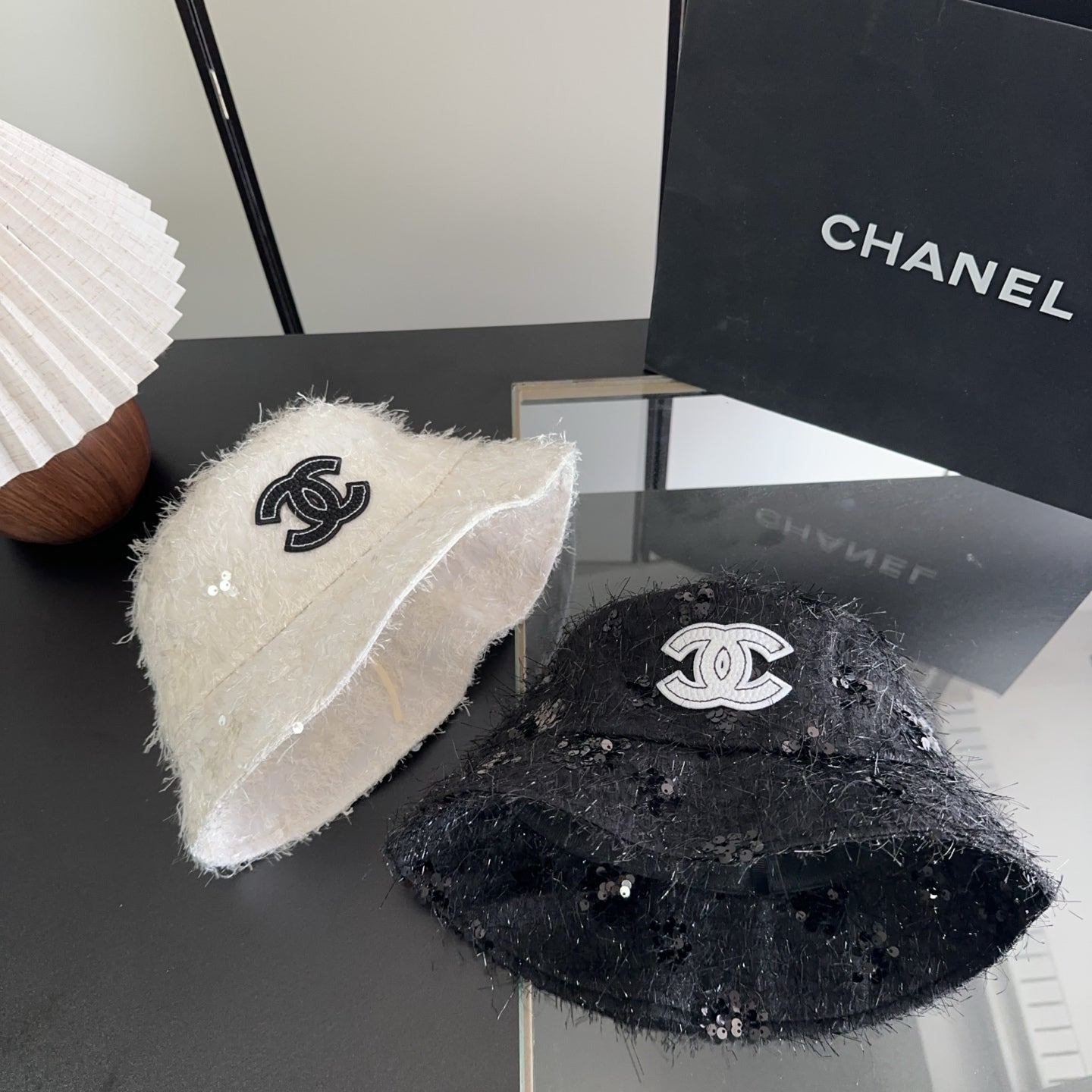 Chanel Faux Fur Bucket Hat Cotton 236965