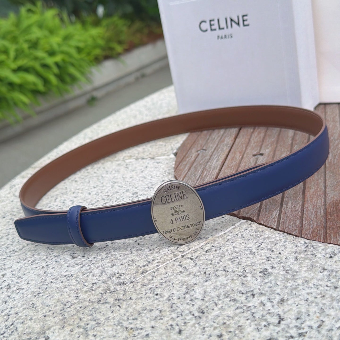 Celine 2026 Double-sided Belt 2.5cm Cowhide Gold Buckle