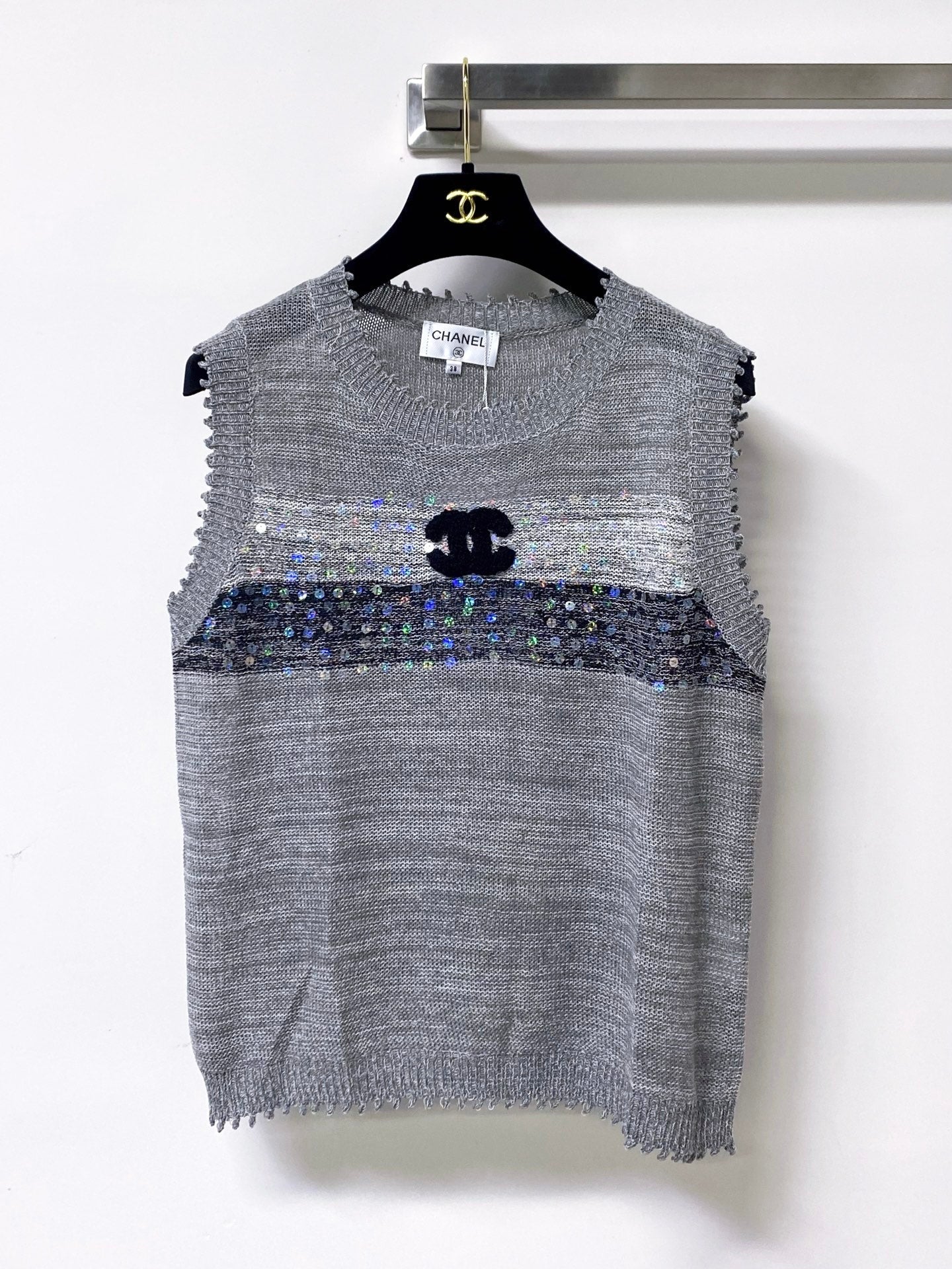 Chanel 2026 Vest Shirt Grey White Tencel Wool 295272