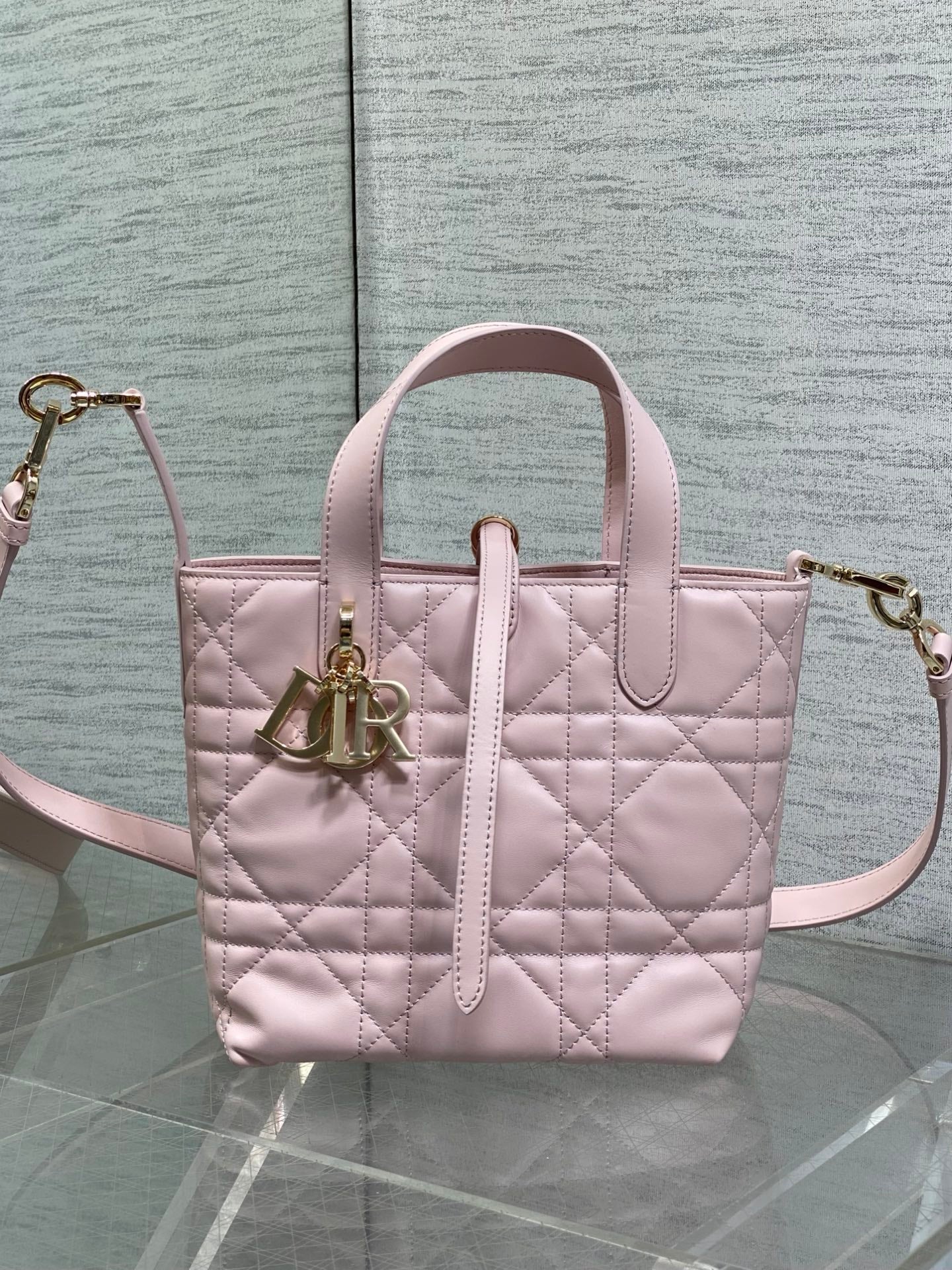 Dior 2026 Toujours Vertical Tote Bag 18cm Macrocannage Calfskin 286459