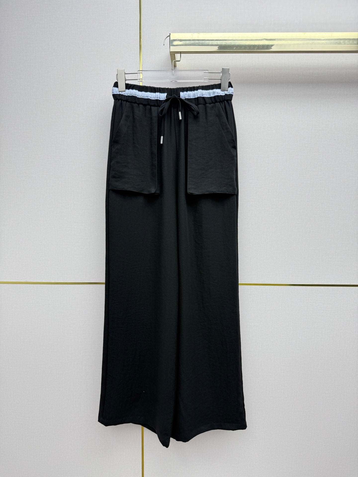 Miumiu 2026 Straight Leg Pants with Elastic Drawstring Waist Rayon Tencel 380433