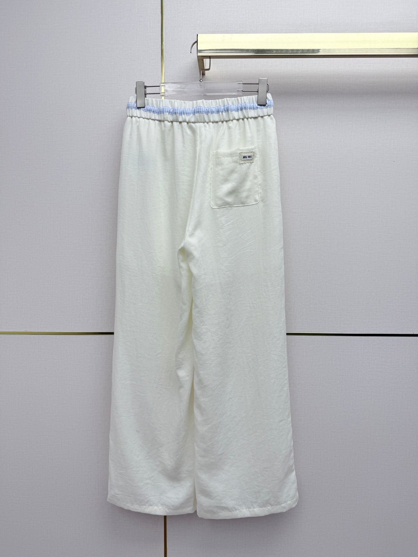 Miumiu 2026 Straight Leg Pants with Elastic Drawstring Waist Rayon Tencel 380433