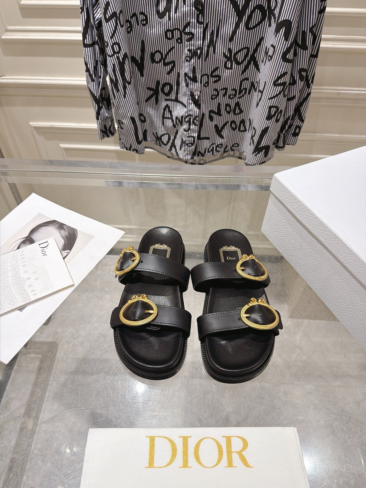 Dior 2026 Medaillon Buckle Slide Sandal Calfskin 919025