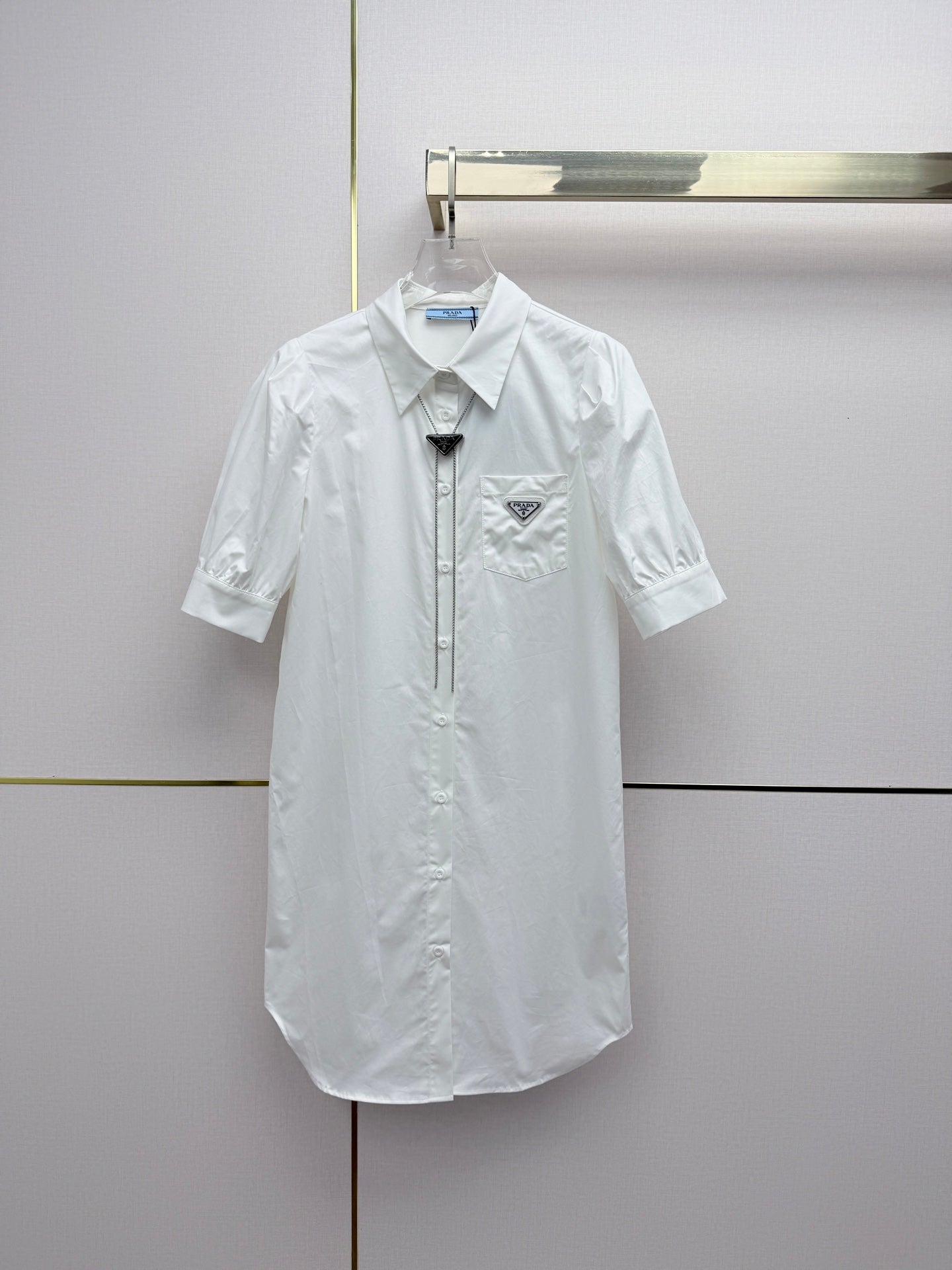Prada 2026 Puff Sleeve Shirt Dress Cotton 396892