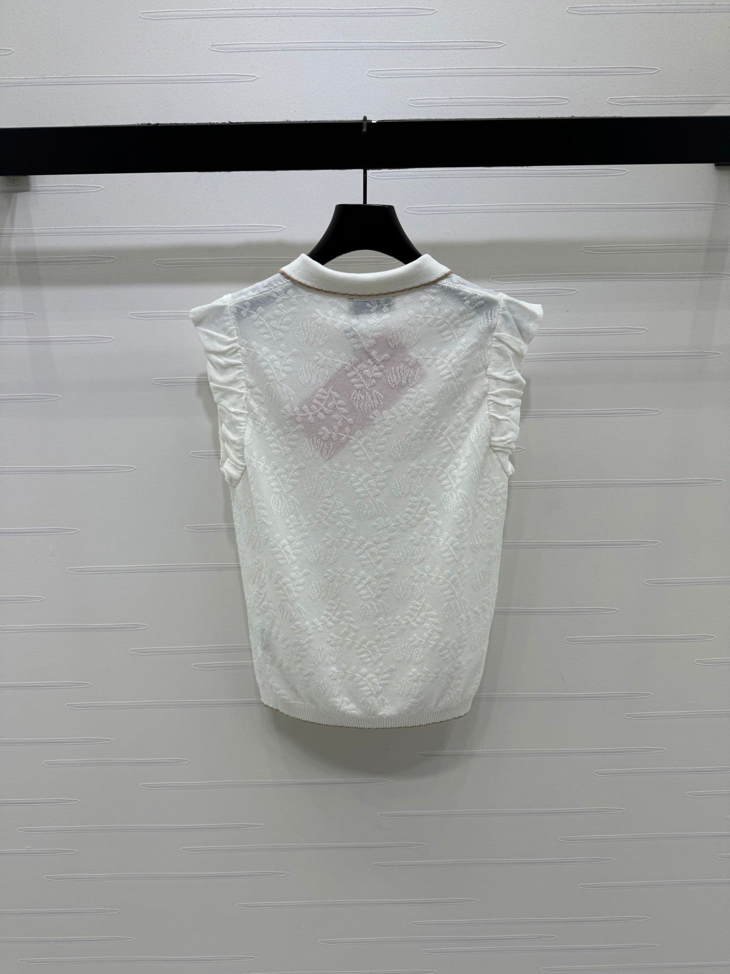 Miumiu 2026 Collared Jacquard Knit Vest Wool Nylon 442704