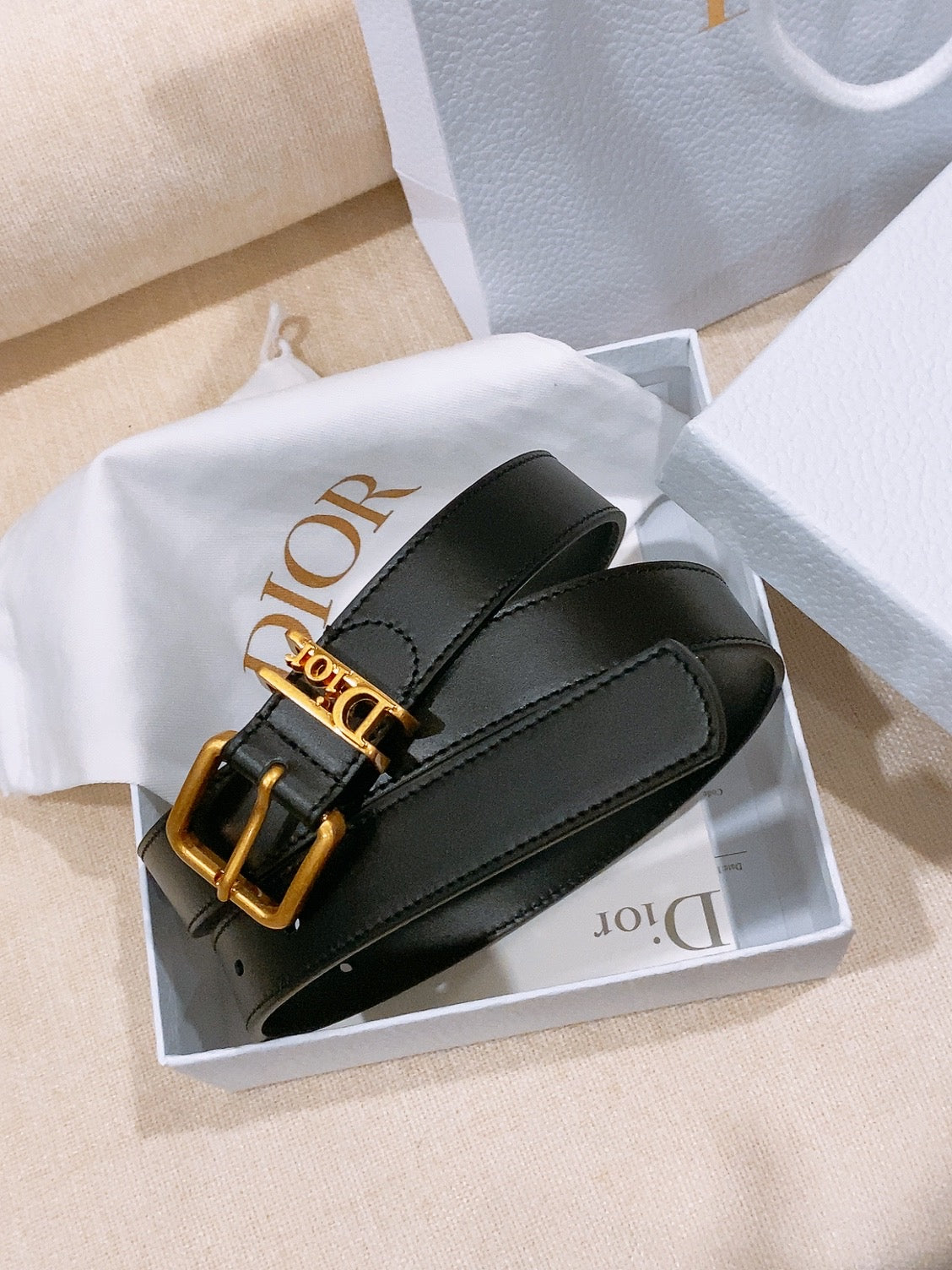Dior Cannage Belt 25mm Smooth Calfskin 208264