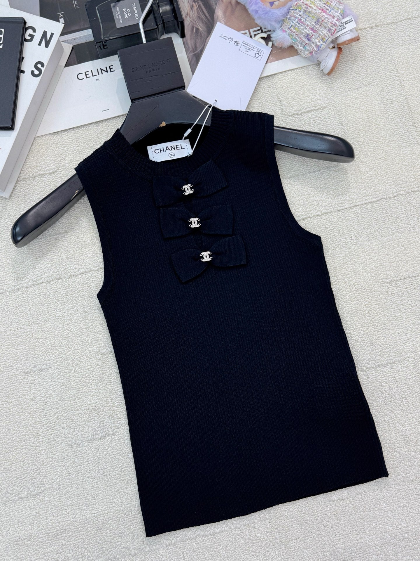 Chanel 2026 Bow-Tie Vest with Logo Wool 386926