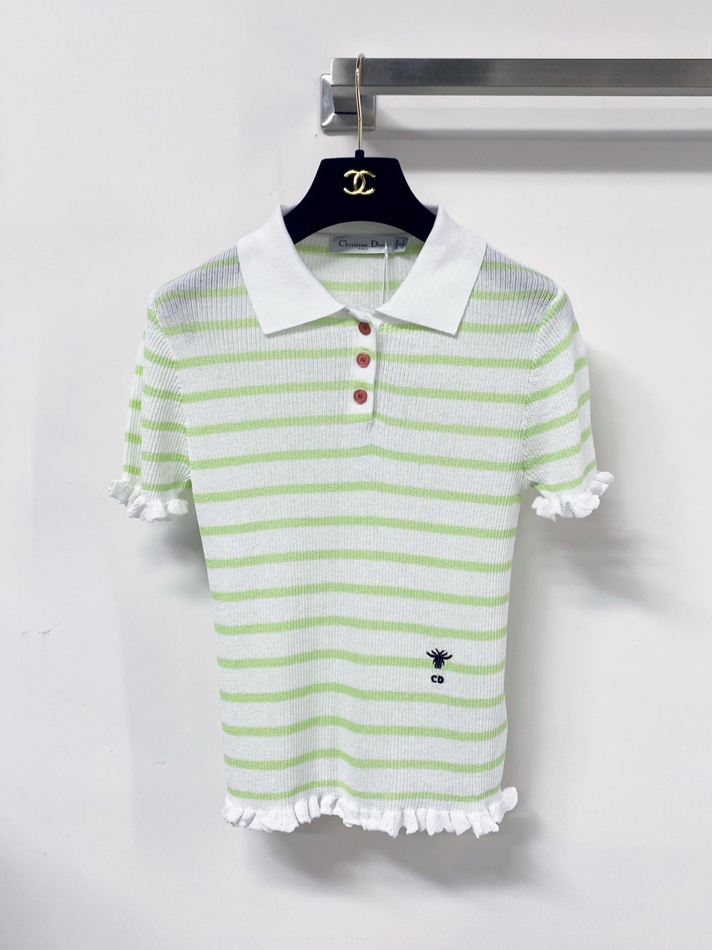 Dior 2026 Stripes Polo Knitted  Short-Sleeve Shirt Tencel 479853