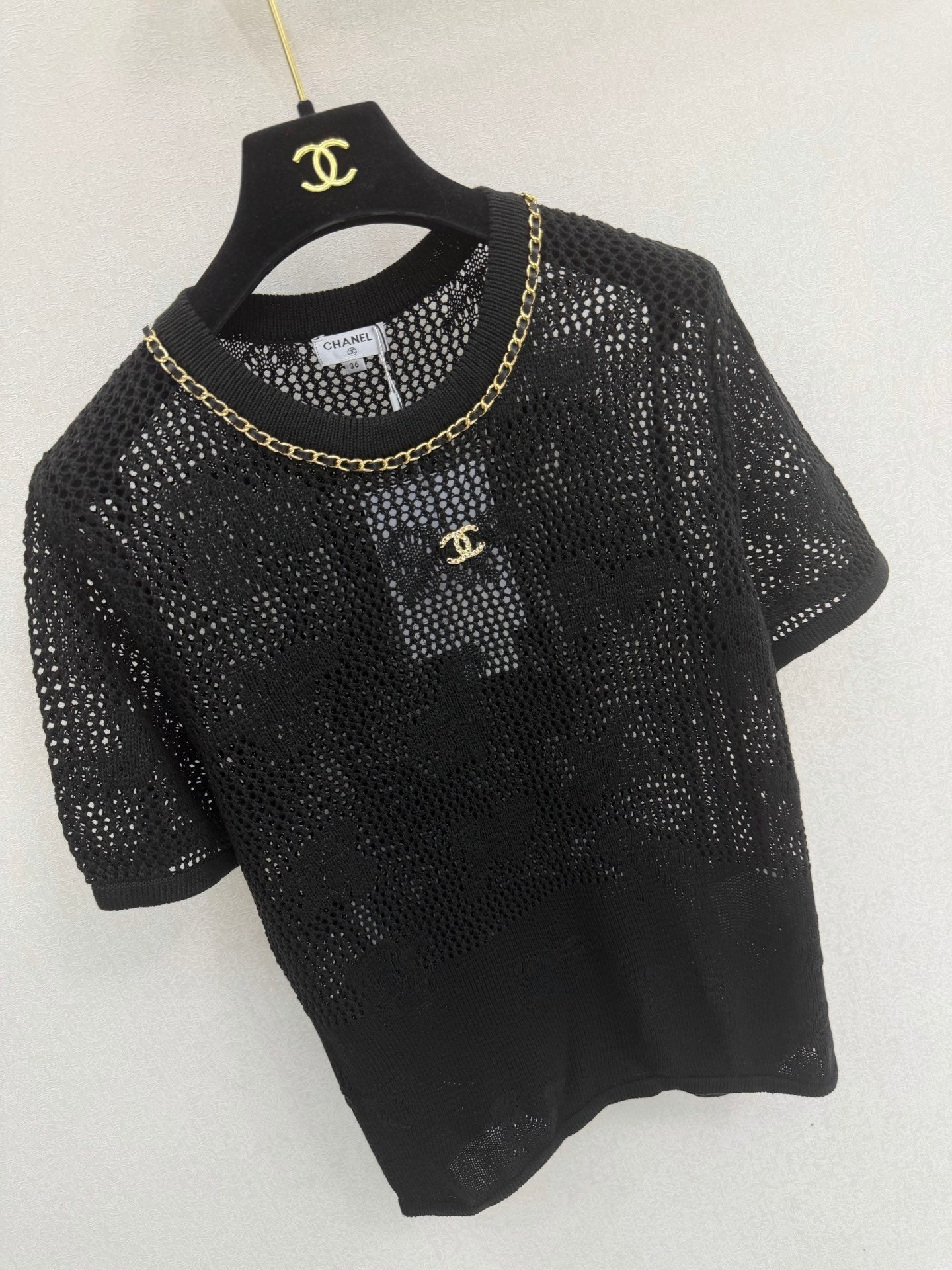 Chanel 2026 Crew Neck Short-sleeved Shirt Cotton 394842