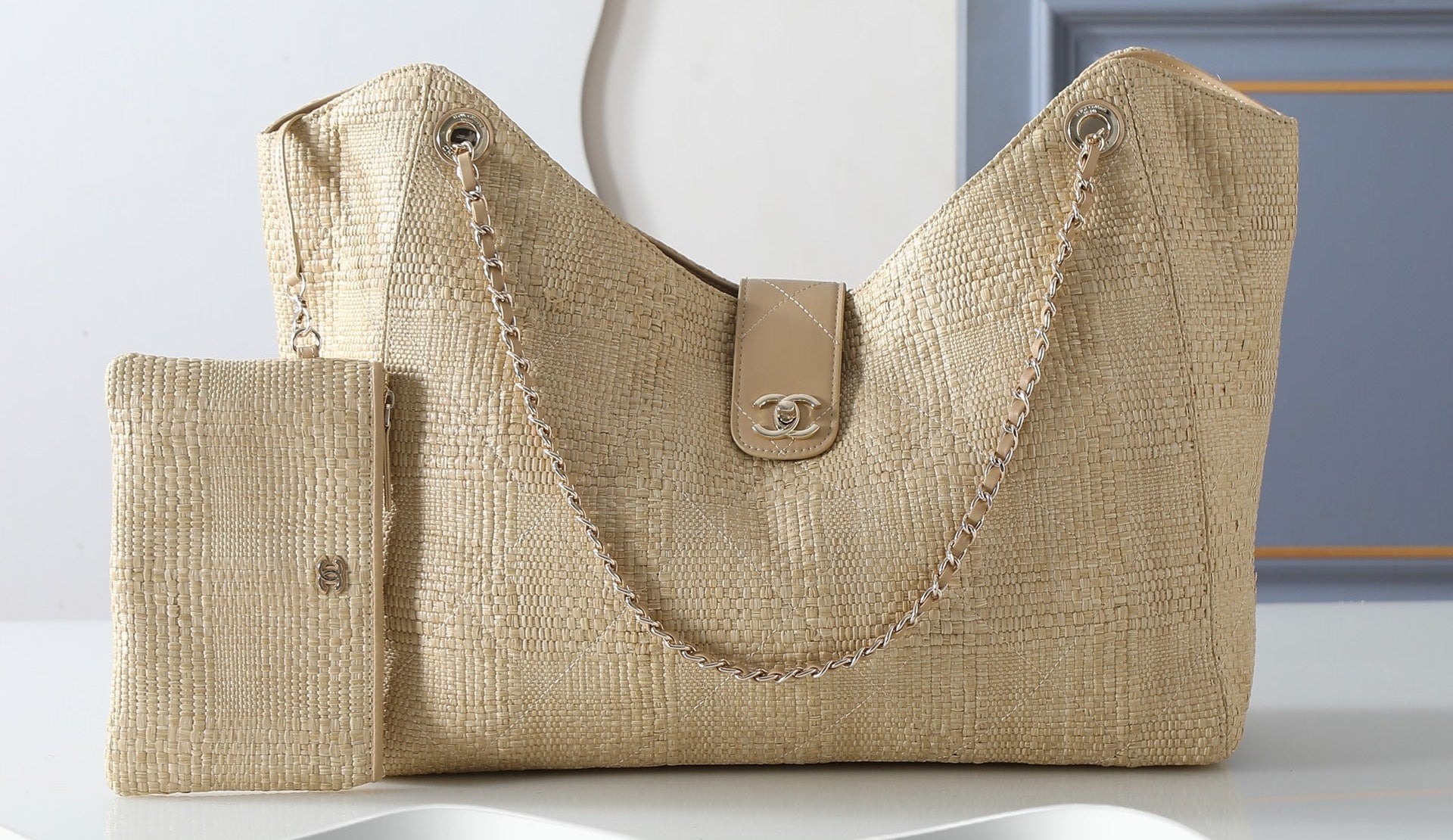 Chanel 2026 Shopping Bag Braided Raffia Beige Woven Leather