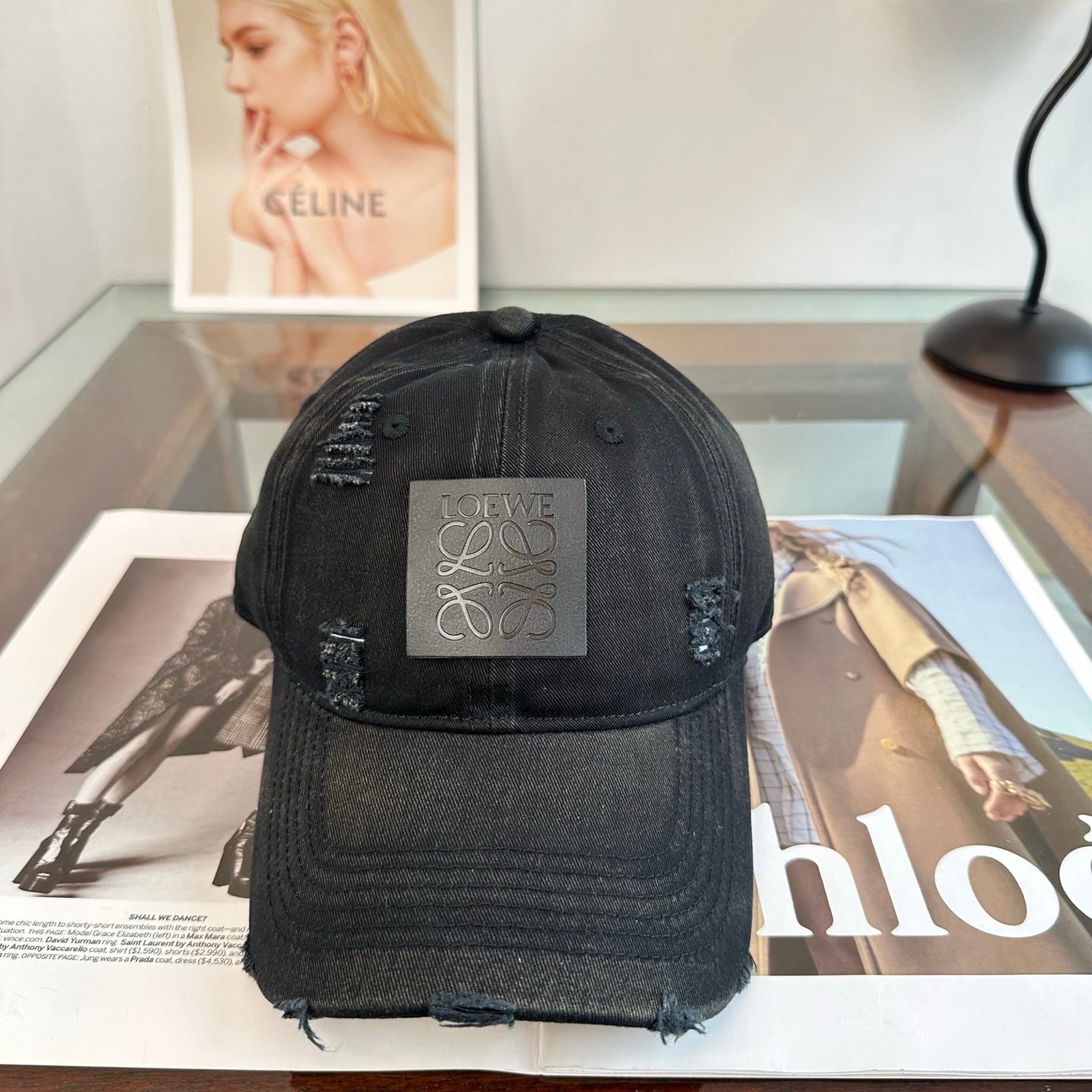 Loewe Distressed Baseball Cap 343427