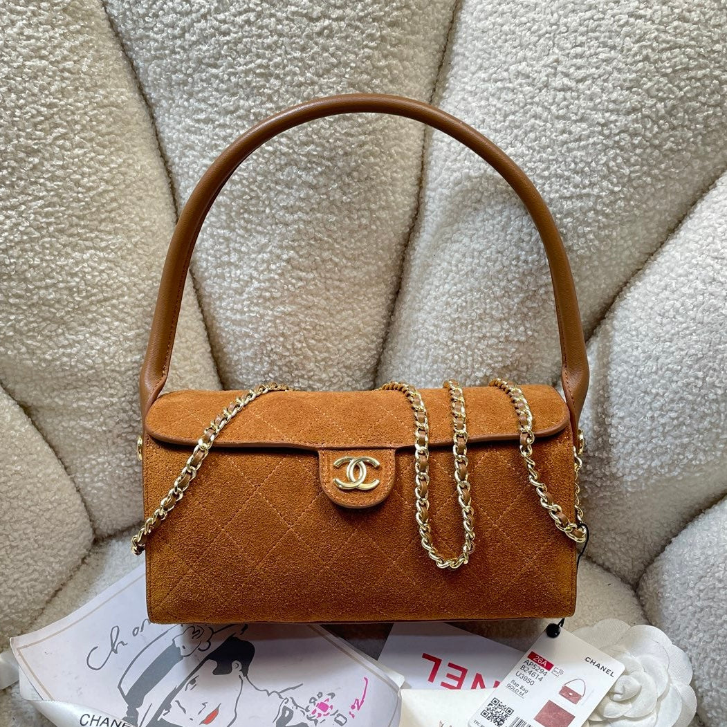 Chane 2026 Clutch With Chain 23cm Suede Leather 378585
