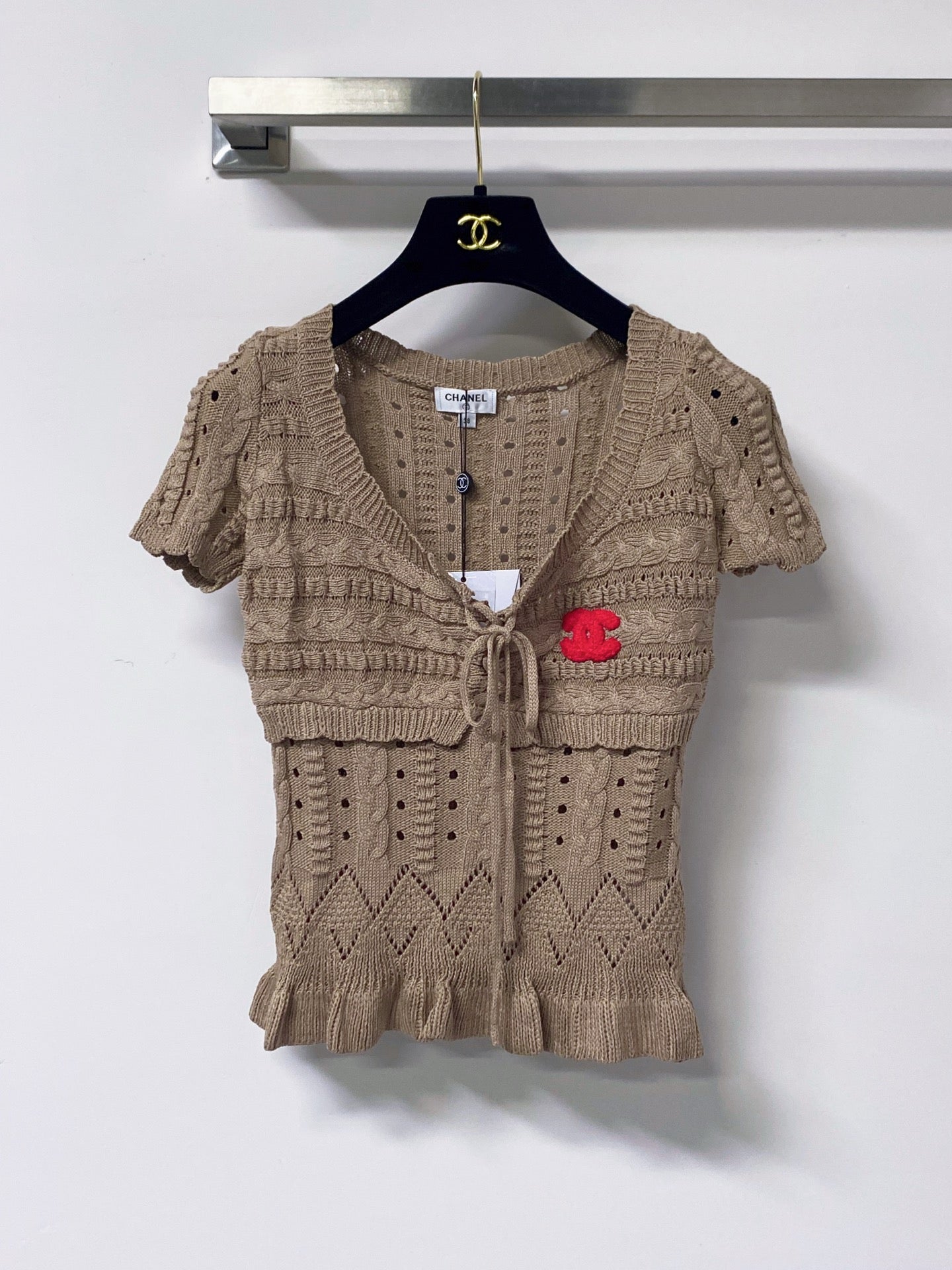 Chanel 2026 Red Logo Short-sleeved Shirt Wool 690521