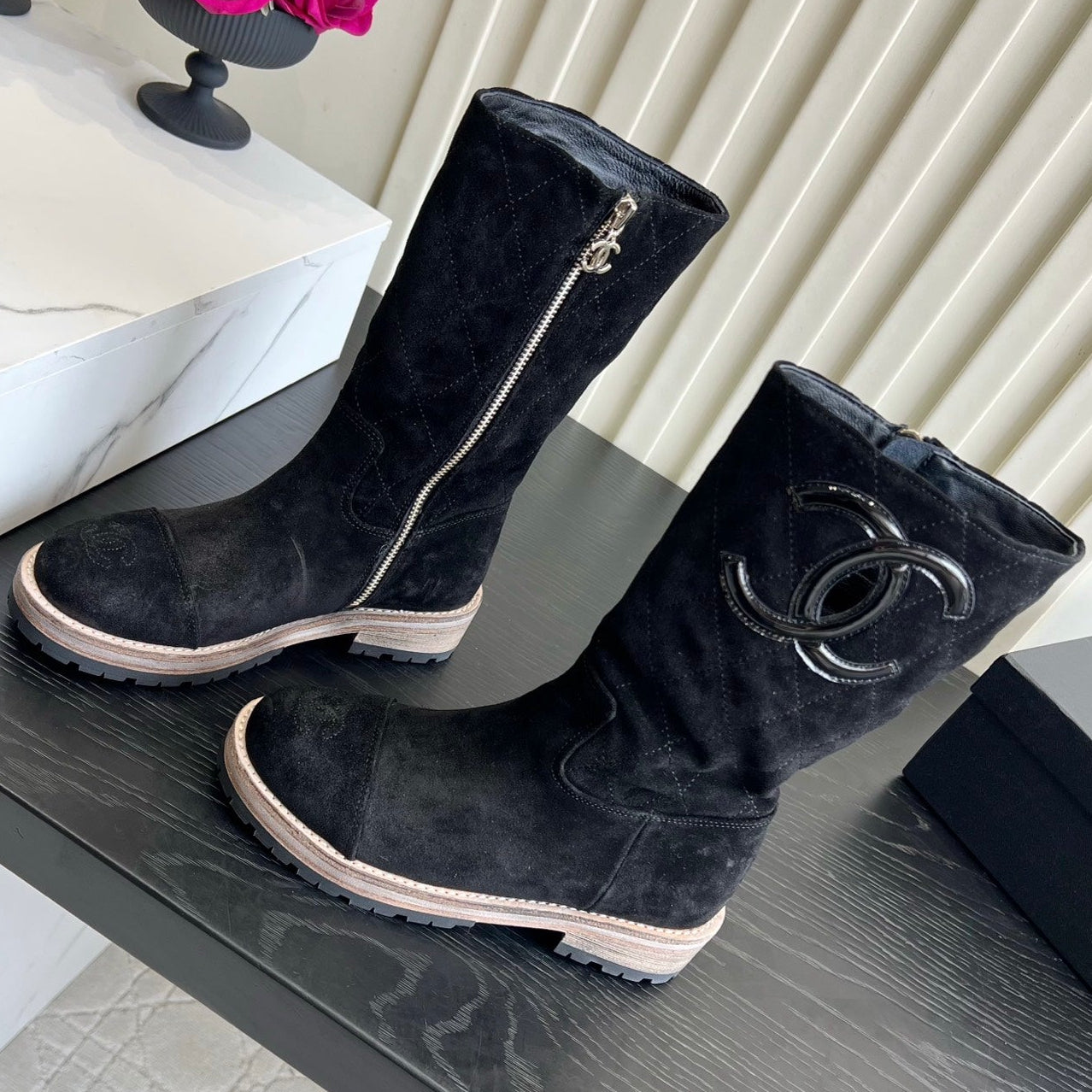 Chanel 2026 Quilted Boots Suede Cowhide 977207
